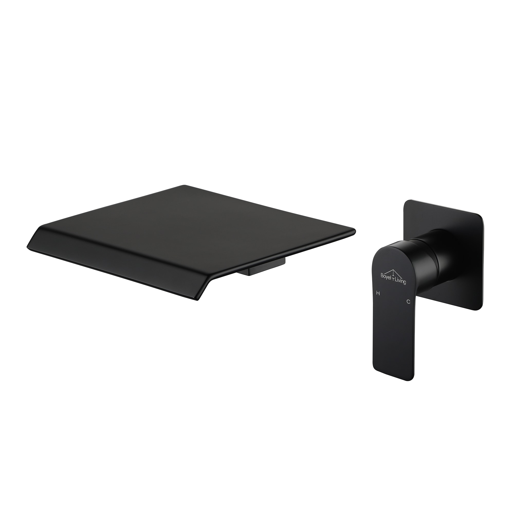 Clihome CSMD-BF24-16B Matte Black Wall-mount 1-handle Waterfall Commercial/Residential Handle Bathroom Sink Faucet
