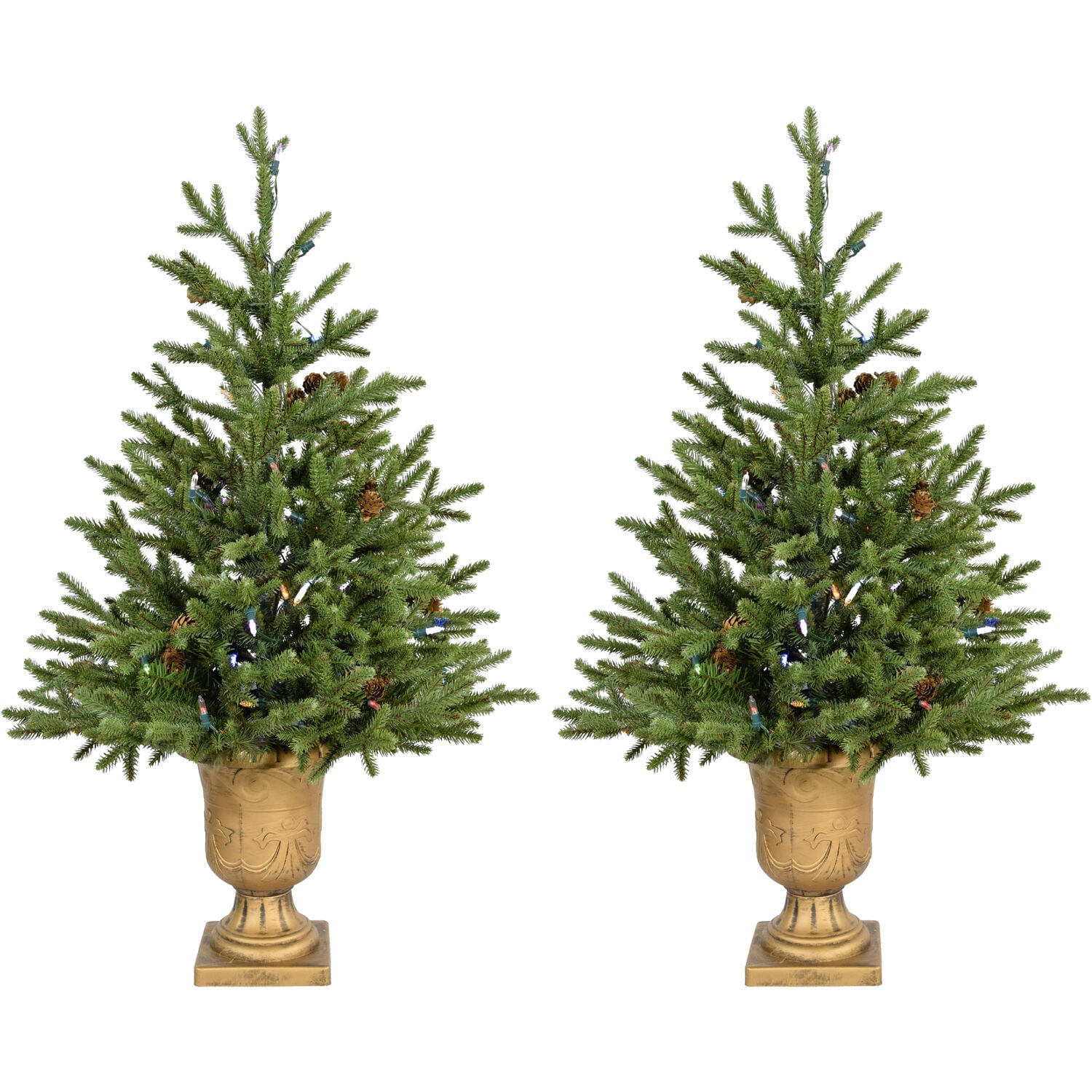 Fraser Hill Farm FFNF056-6GRB/SET2 4.8-Feet Noble fir Pre-lit Artificial Christmas Tree with Multicolor LED Lights