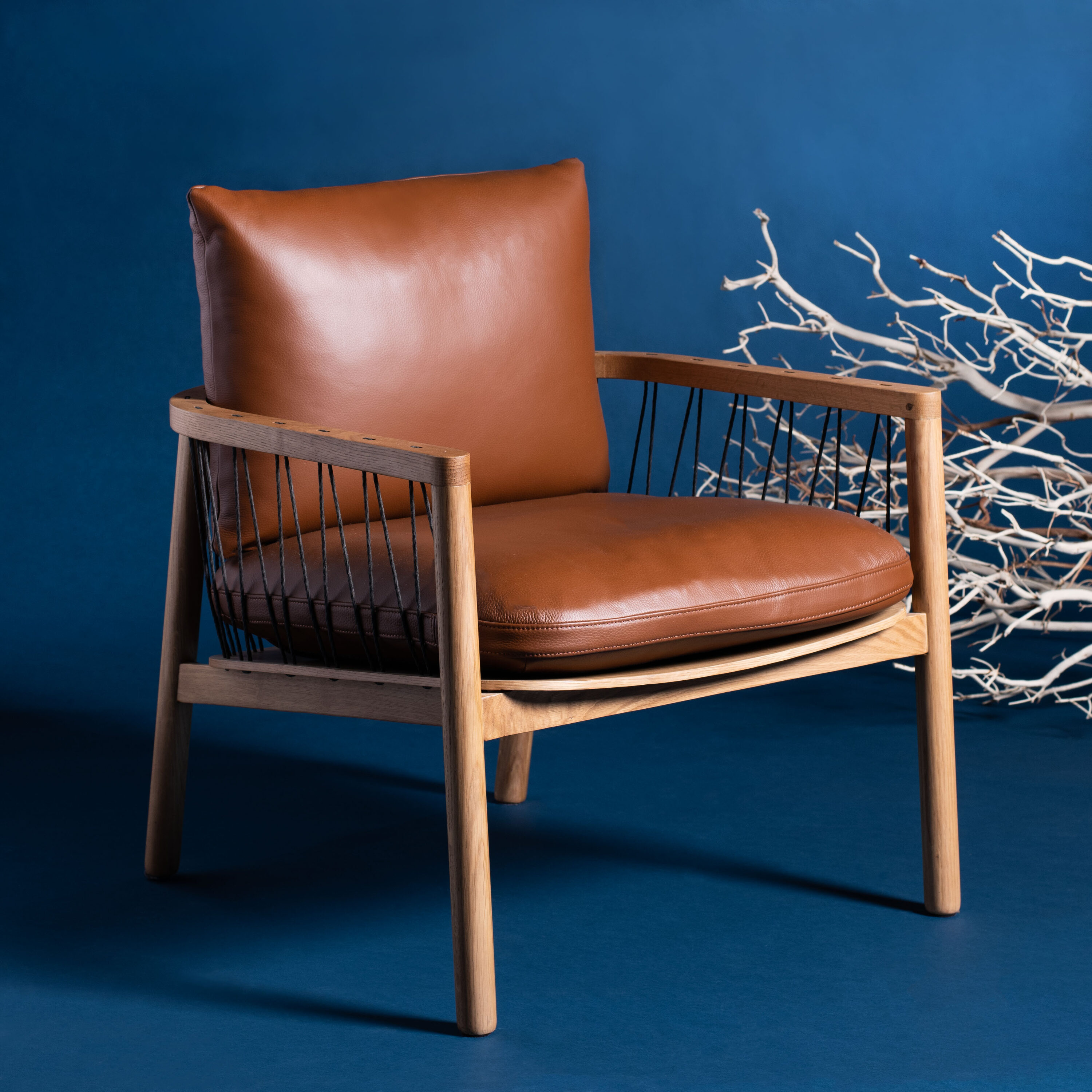 Safavieh SFV4515A Caramel Mid-Century Style Leather Chair/Brown