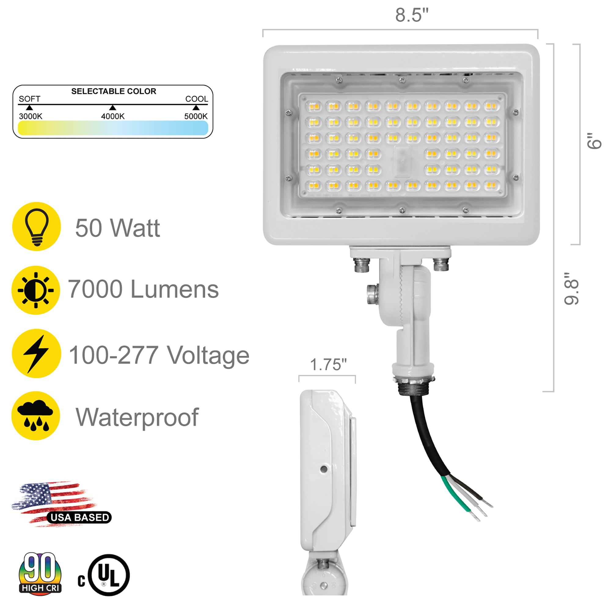 NUWATT 7050-Lumen 50-Watt White Mvolt Switchable White Hardwired LED ...