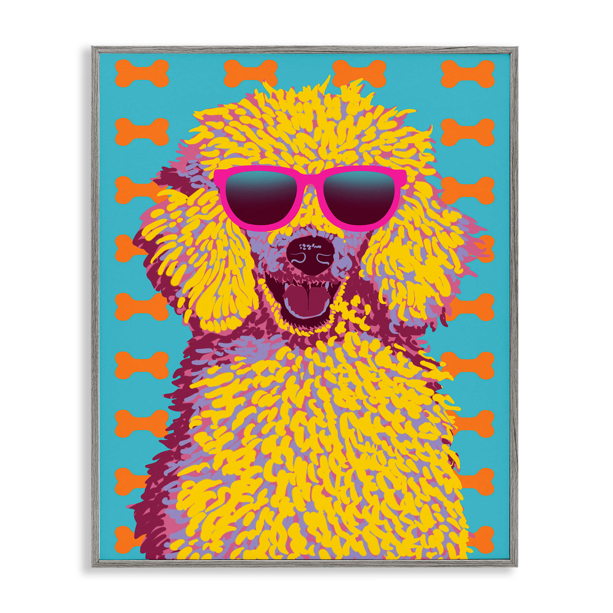 Stupell Industries BS-074-GFF-16X20 Retro Pop Poodle Gray Framed Giclee Art By Marcus Prime 16 x 20