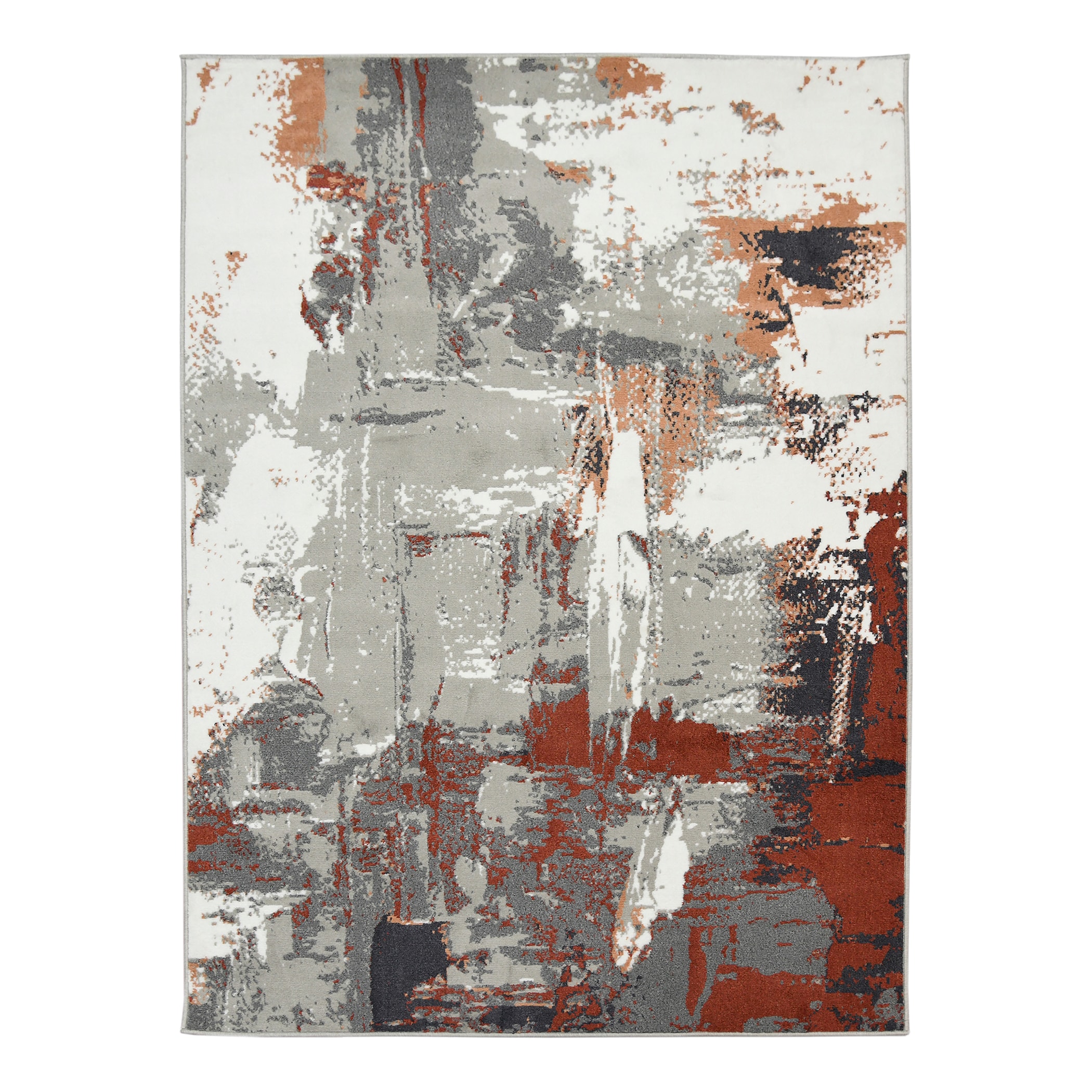 AMER ALP5110211 Alpine 2 x 3 (ft) Loomed Polypropylene Rust Rectangular Indoor Abstract Mid-Century Modern Throw rug