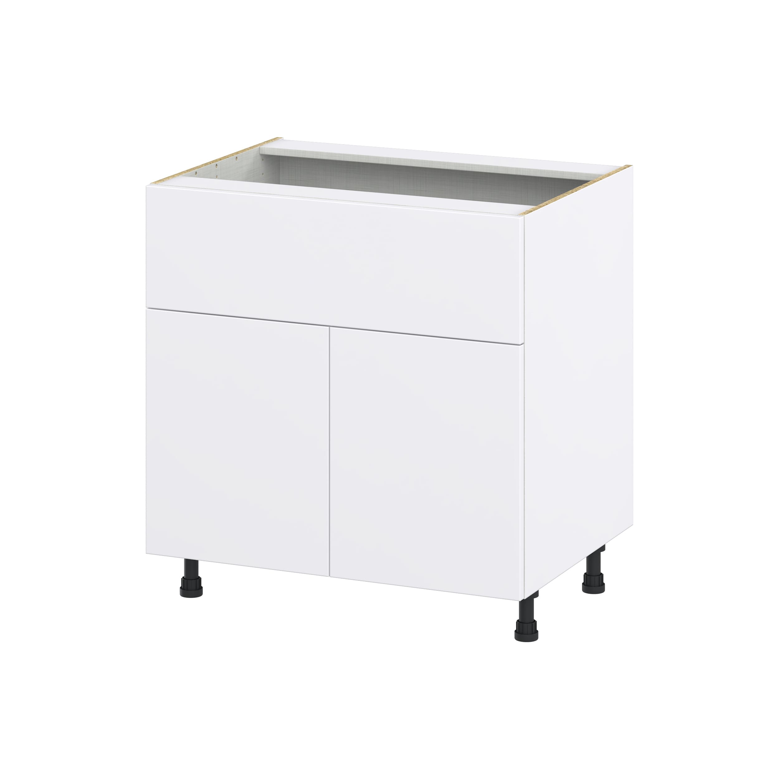 Hugo&Borg Lasalle 33-in W x 34.5-in H x 24-in D Bright White Slab 3-Drawer Base Fully Assembled Cabinet (Flat Panel Style)