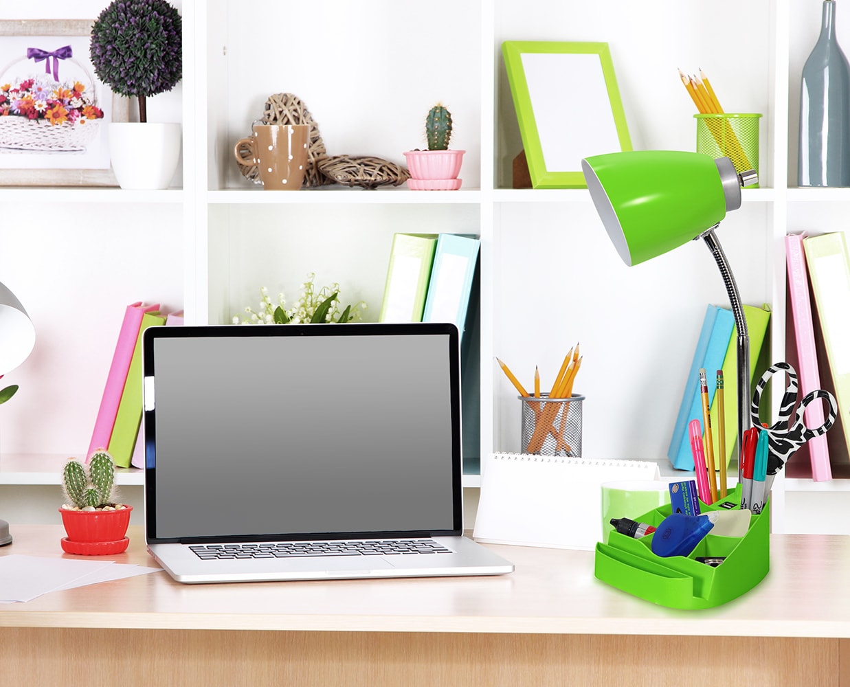 LimeLights 18.5-in Green Swing-arm Desk Lamp with Plastic Shade #LD1056-GRN
