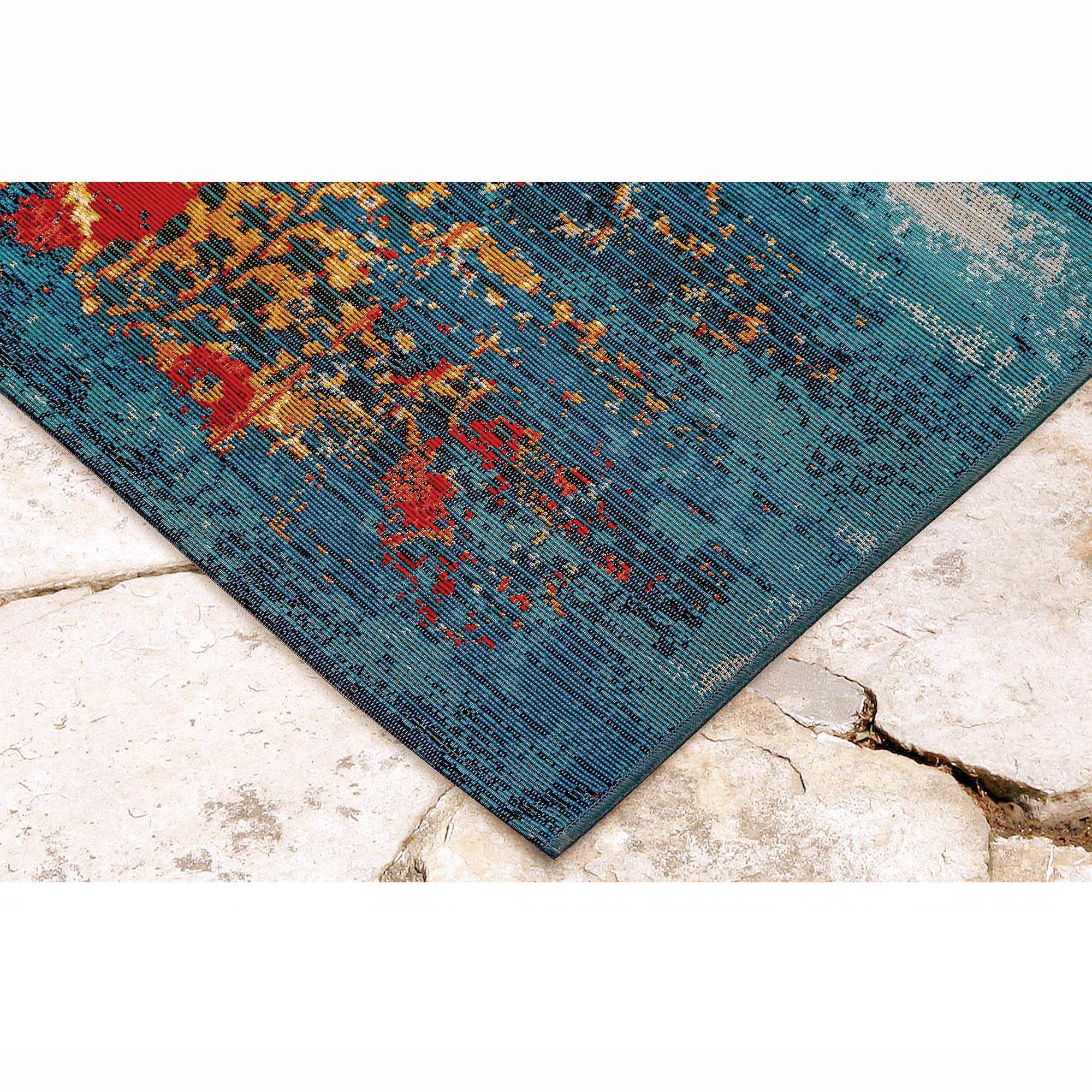 Marina Blue Flat Woven Synthetic Indoor/Outdoor Rug