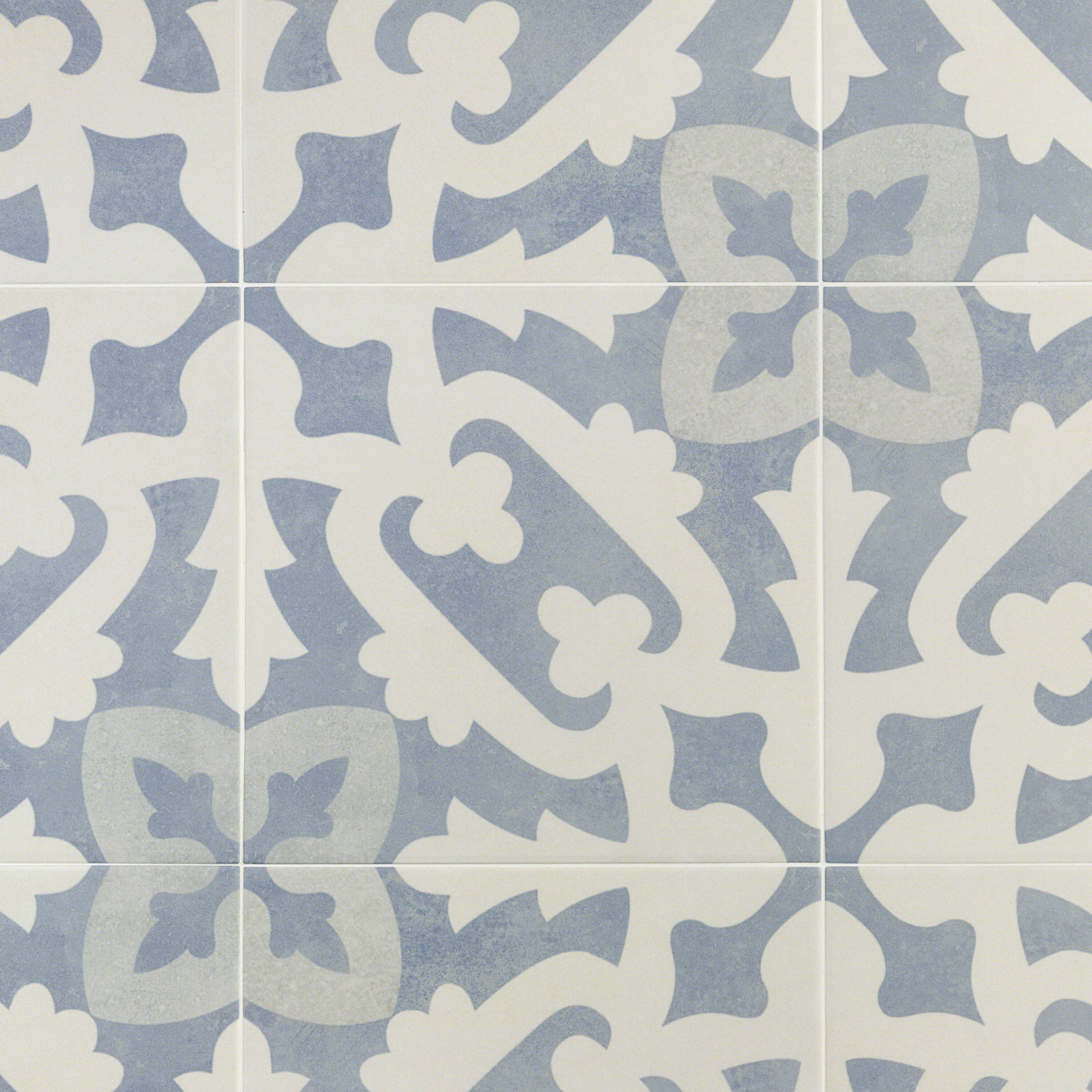 Artmore Tile EXT3RD101343 Magnifico Light Blue 9-in x 9-in Glazed Porcelain Encaustic Standard Floor and Wall Tile ( 10.76-sq ft Carton )