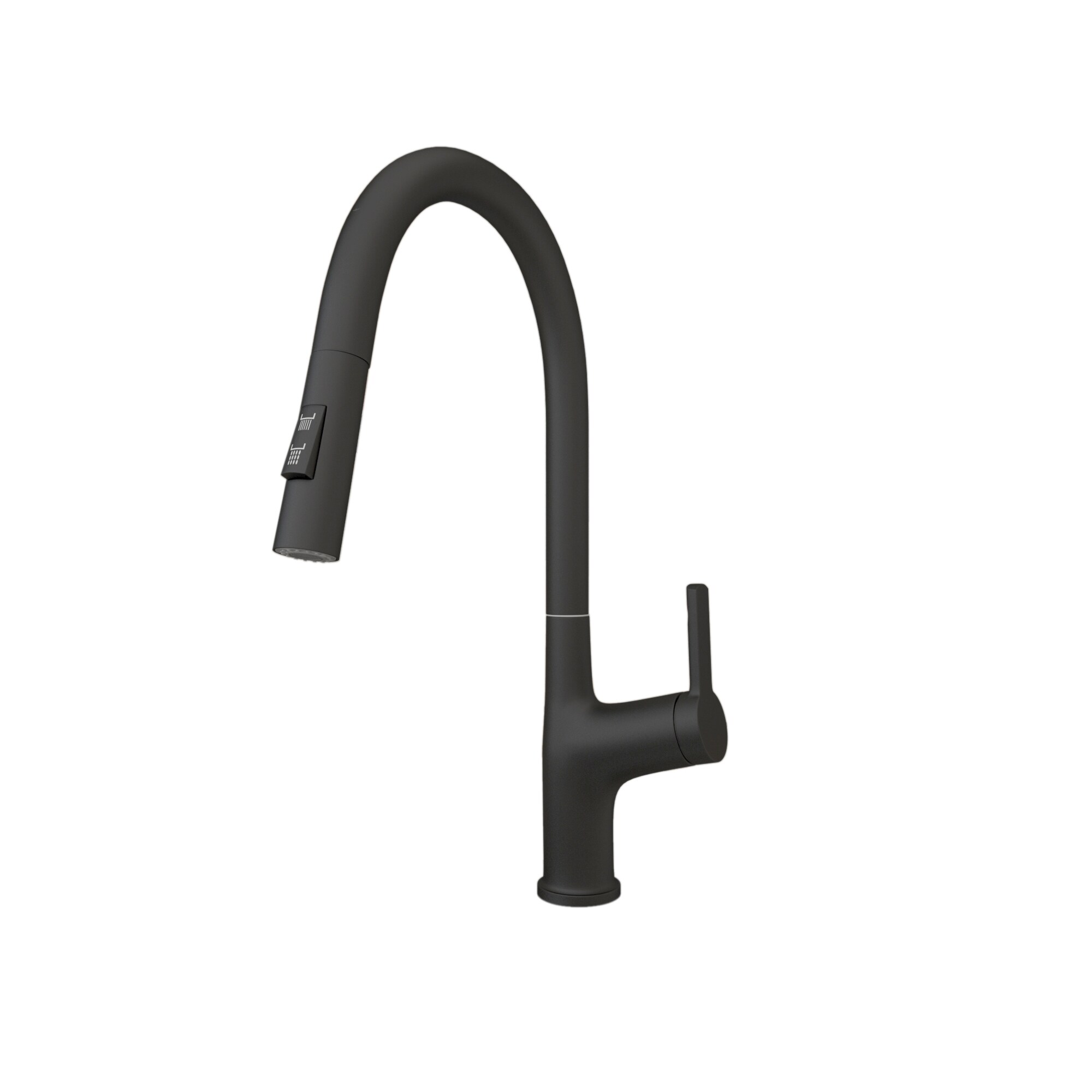 Kahomvis TC-QPW6-5011 Matte Black Single Handle Deck-mount Pull-down Kitchen Faucet with Sprayer