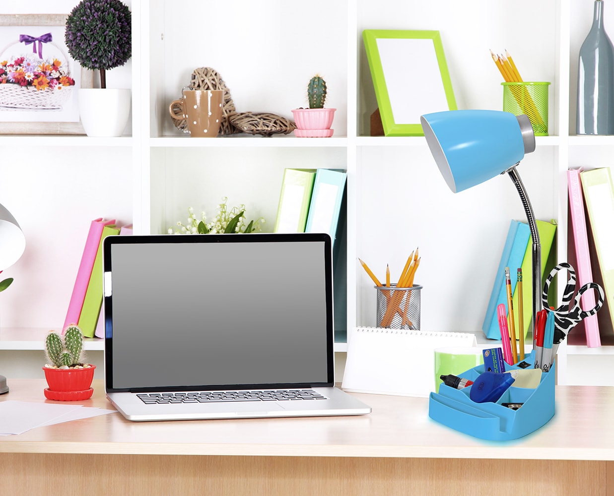 LimeLights LD1002-BLU 17.25-in Adjustable Blue Swing-arm Desk Lamp with Plastic Shade
