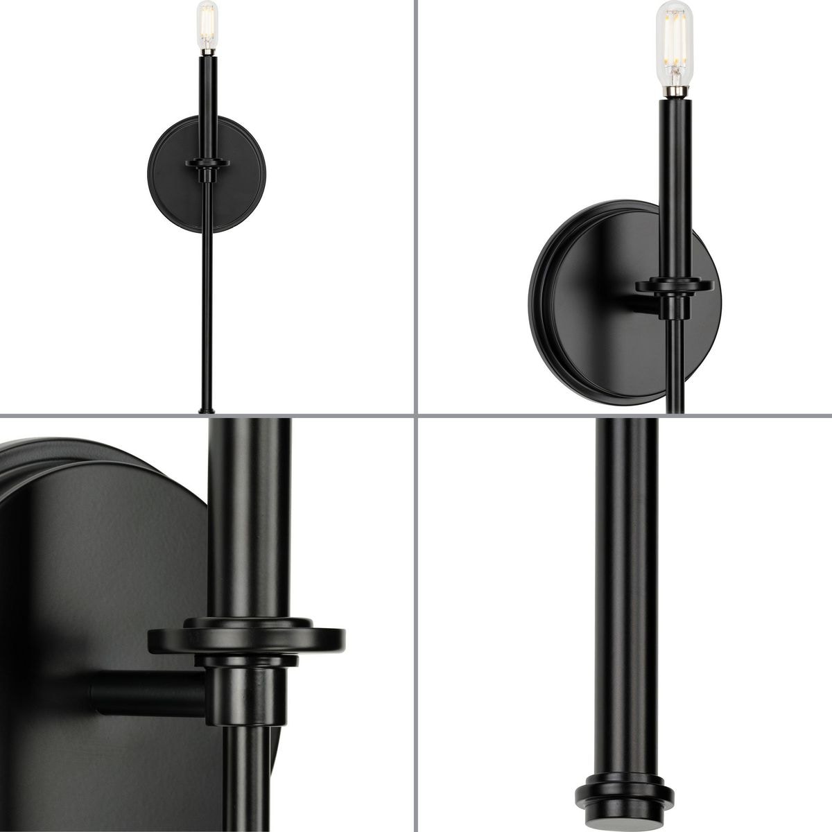 Elara Matte Black and Clear Glass Wall Sconce, 16.62"