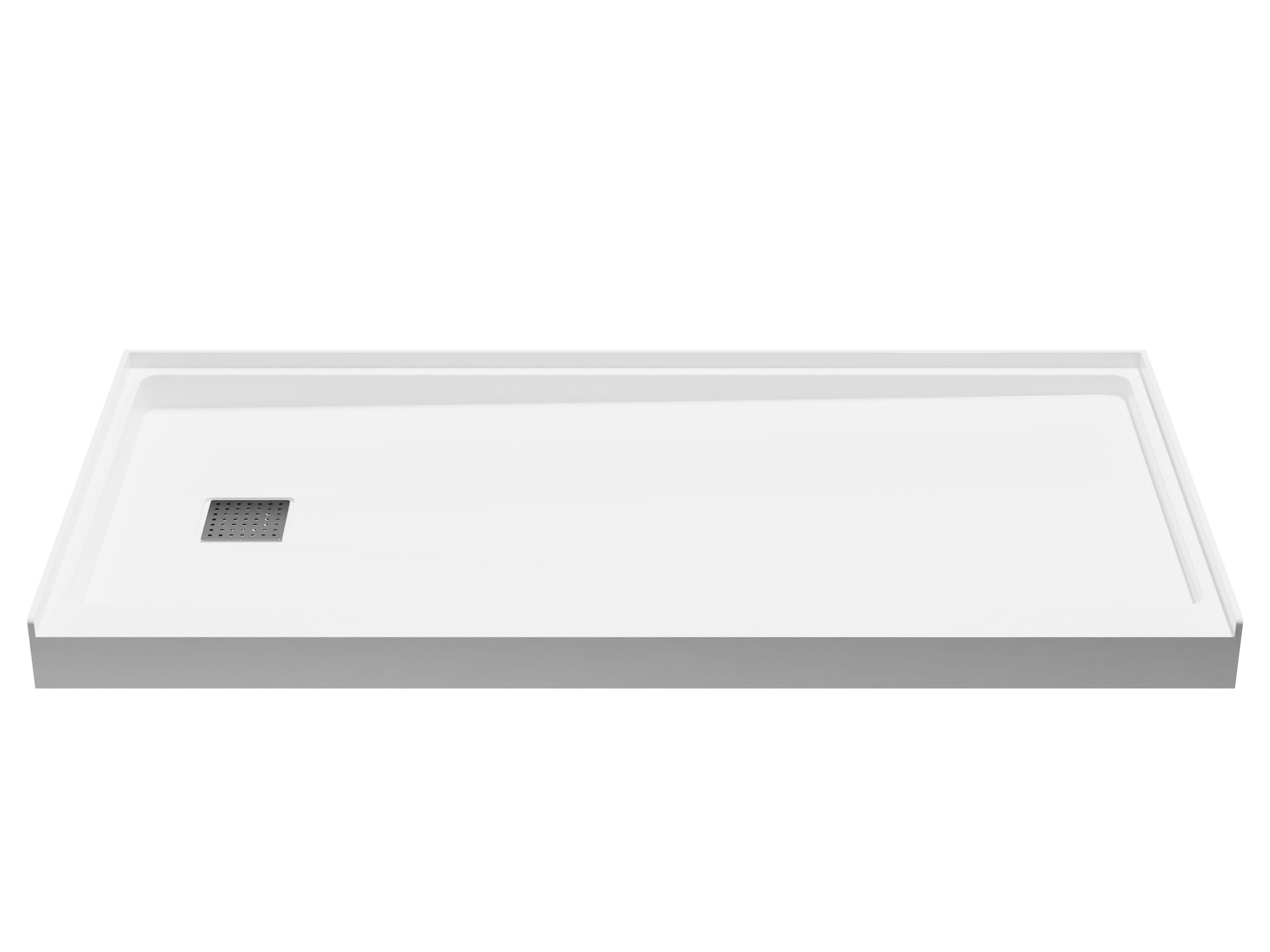ANZZI Alexander 30 W x 60-in L Left Glossy White Single Threshold Rectangle Shower Pan Base with 2.11 H Threshold