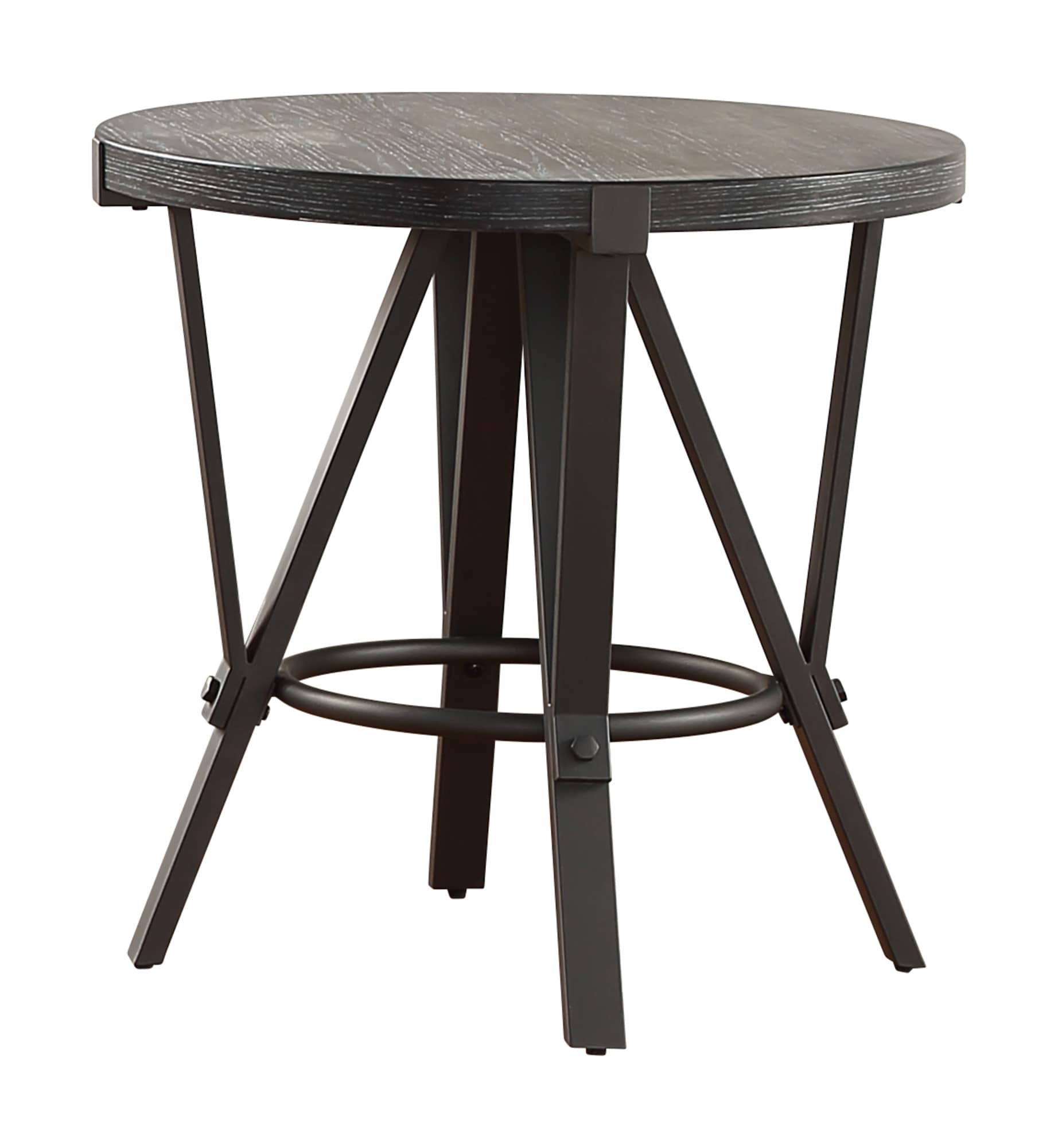 Portland 24-Inch Gray Wood and Metal Round End Table