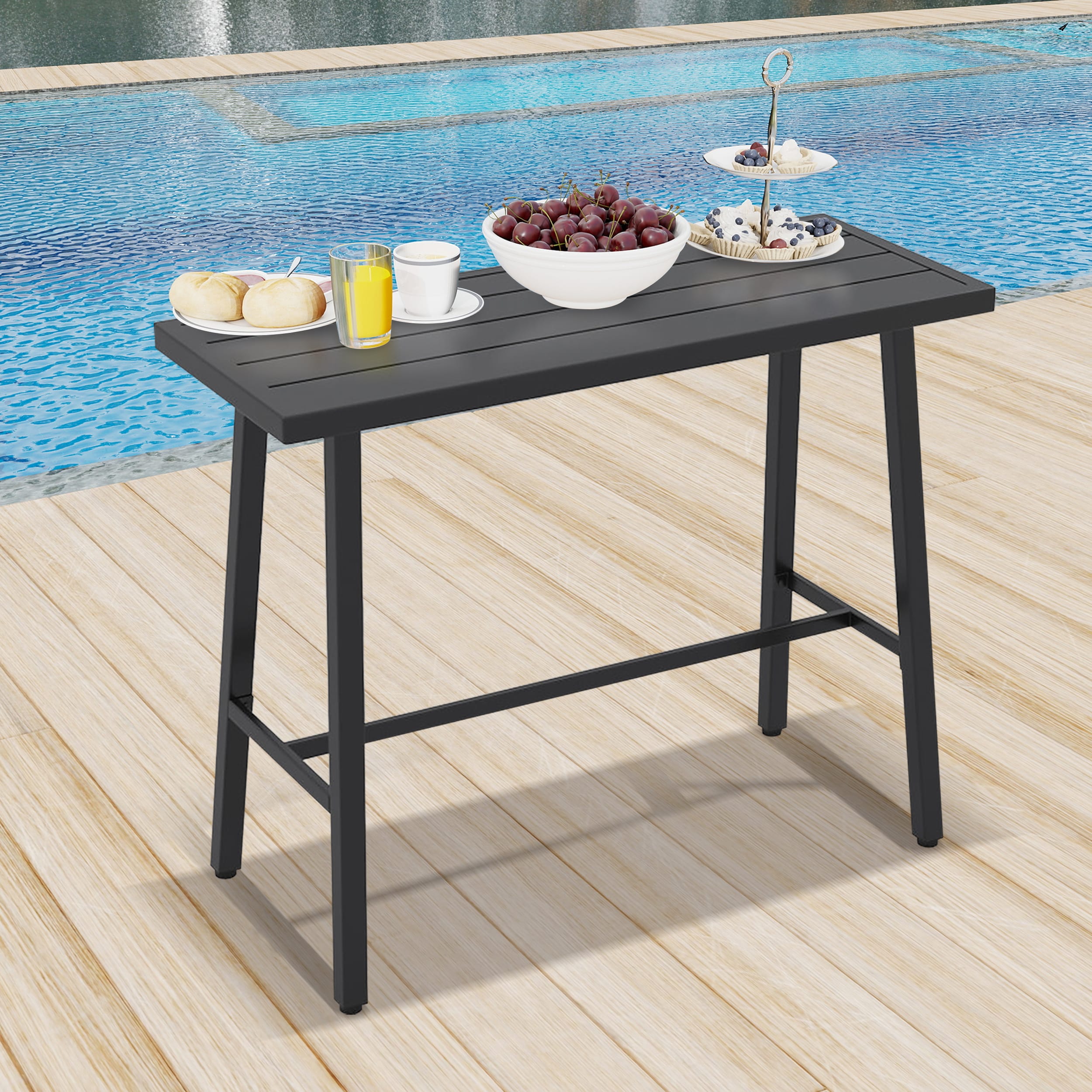 LIVIZA TDS12152 Rectangle Outdoor Bar height Table 18-in W x 46-in L