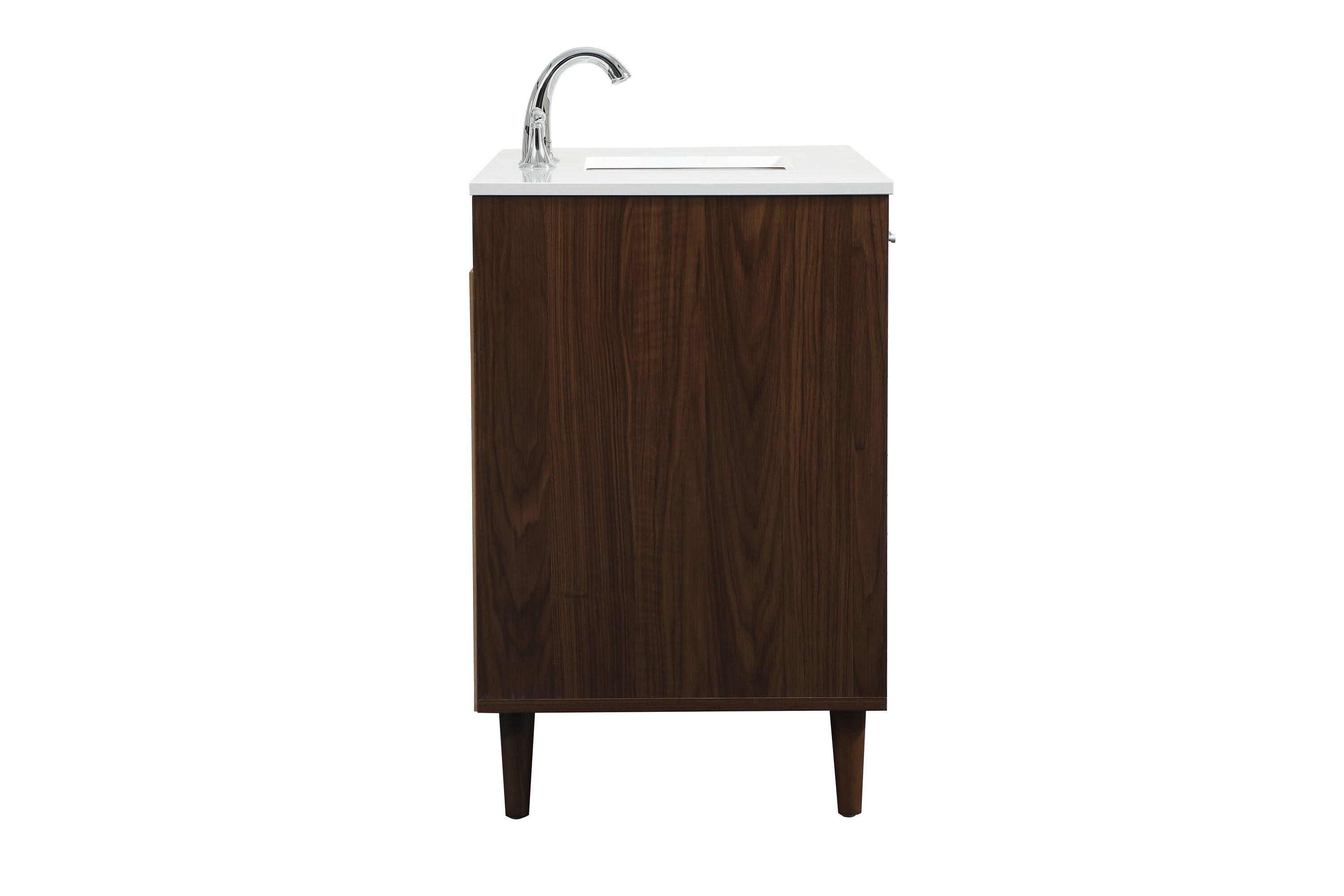 Walnut and Calacatta White 42" Single Vanity with Engineered Marble Top