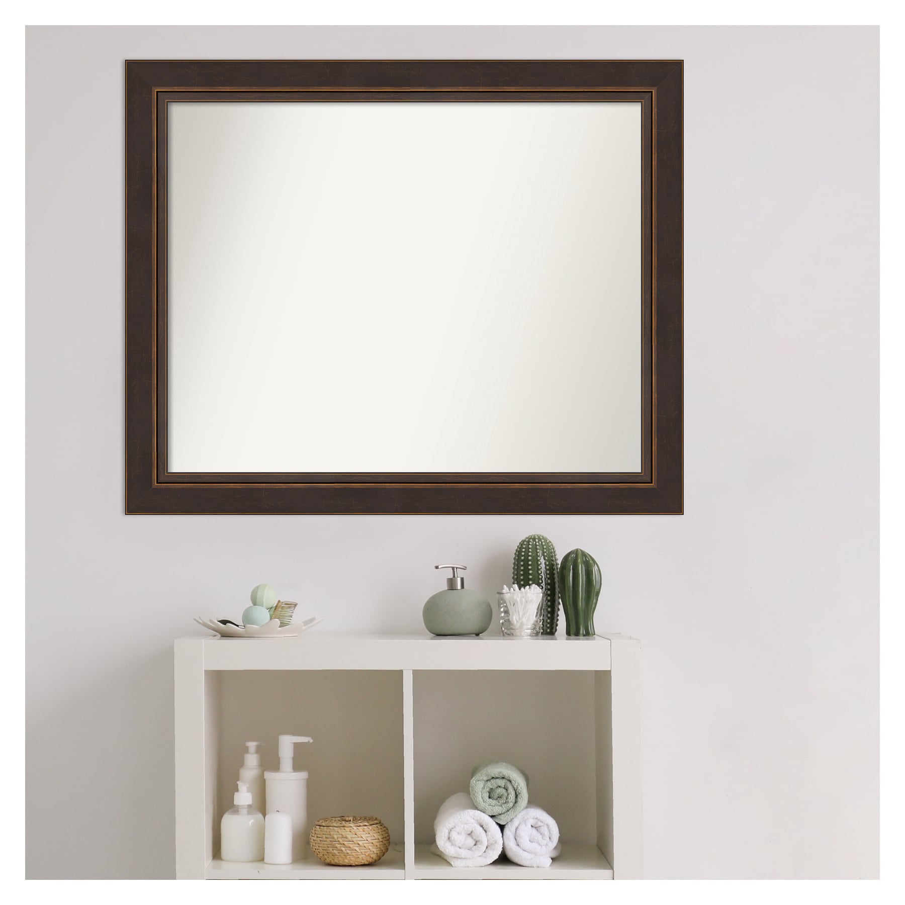 Lara Bronze Wood Framed Rectangular Bathroom Vanity Mirror