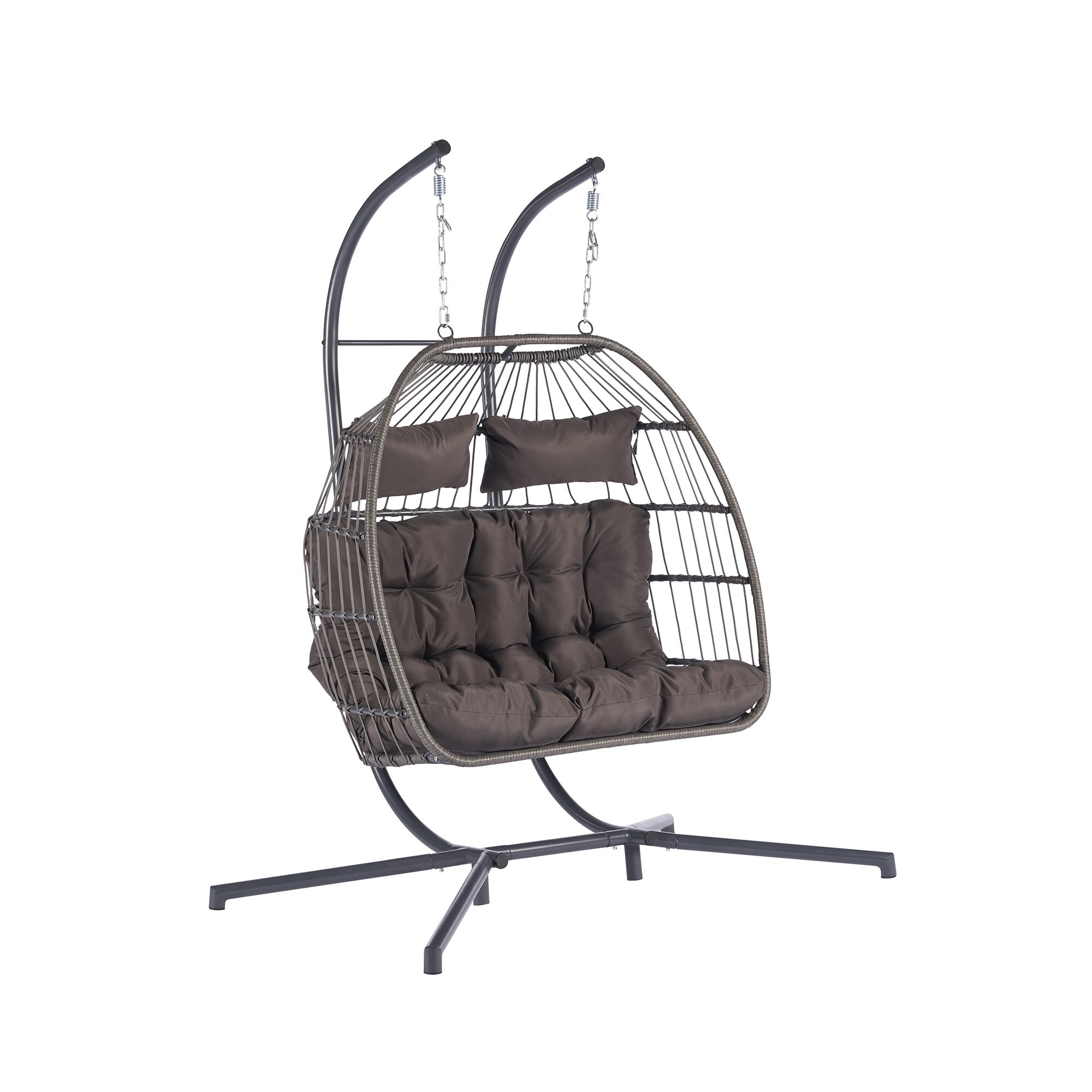 EXTRAUP YHLW87471510 Egg Chair Dark Gray Woven Hammock chair with Stand