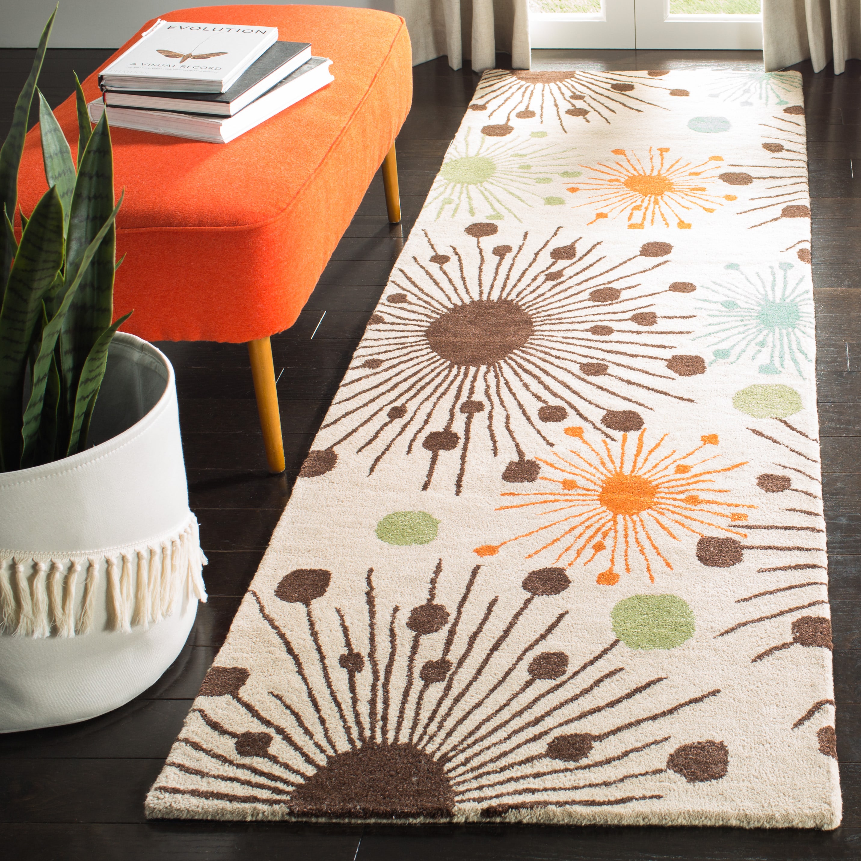 Safavieh SOH747A-26 Soho Mote 3 x 6 (ft) Tufted Wool Ivory/Multi Rectangular Indoor Abstract Runner rug