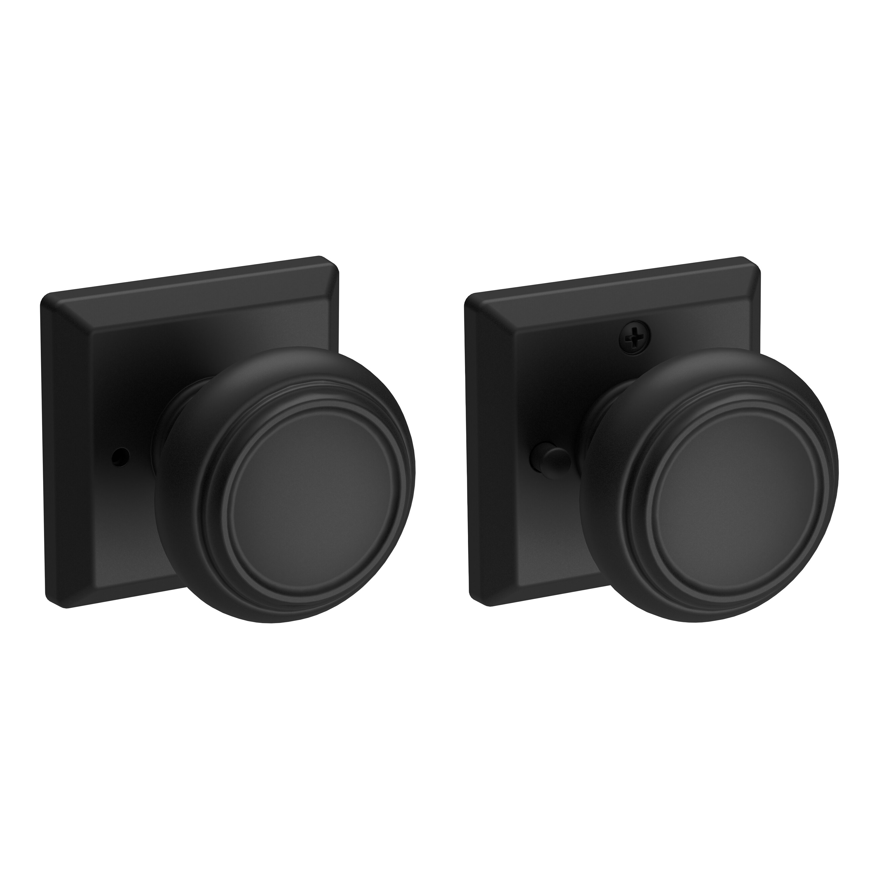 Baldwin PVTRATSR190 Satin Black Interior Bed/Bath Privacy door knob Single pack