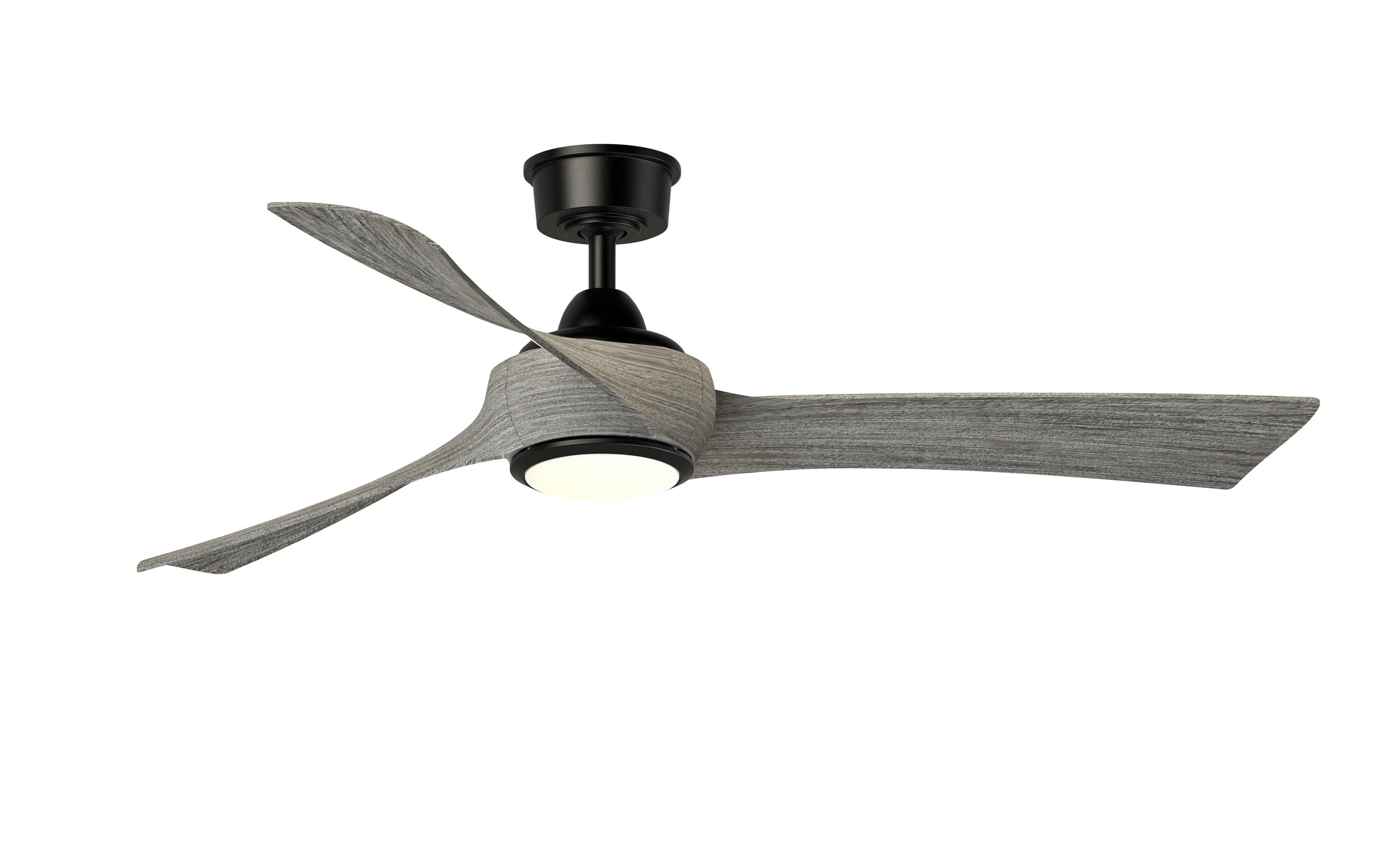 Fanimation Wrap Custom 56-in Black with Weathered Wood Blades Color-changing Integrated LED Indoor/Outdoor Smart Ceiling Fan with Light and Remote (3-Blade) FPD8530BL-56WE-LK Sansujyuku sansujyuku.com