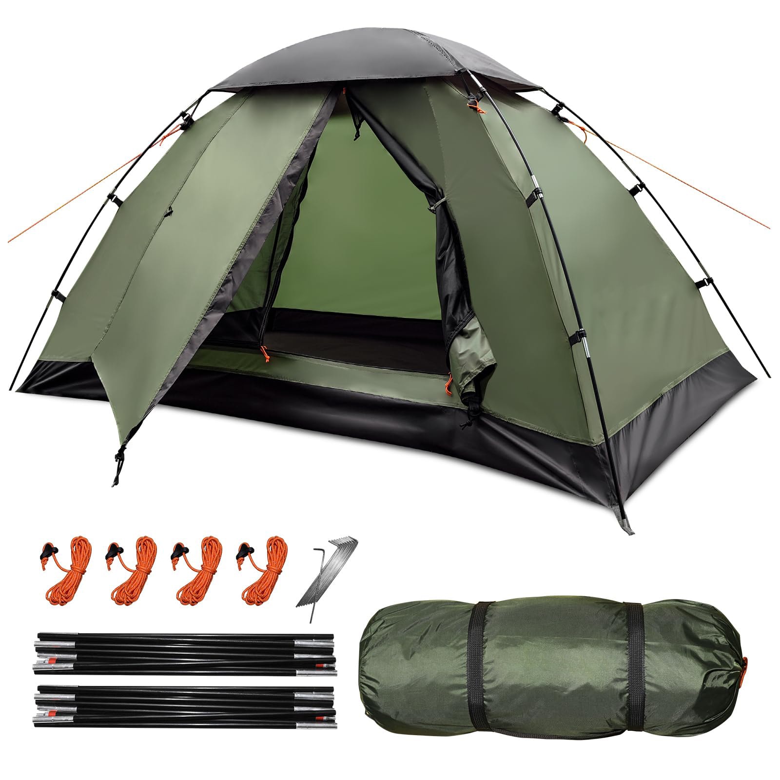 Misopily  1 Piece Backpacking Tent for Camping Hiking Ultralight Waterproof Windproof Outdoor 1 Person 3 Season Two Doors Easy Quick Setup