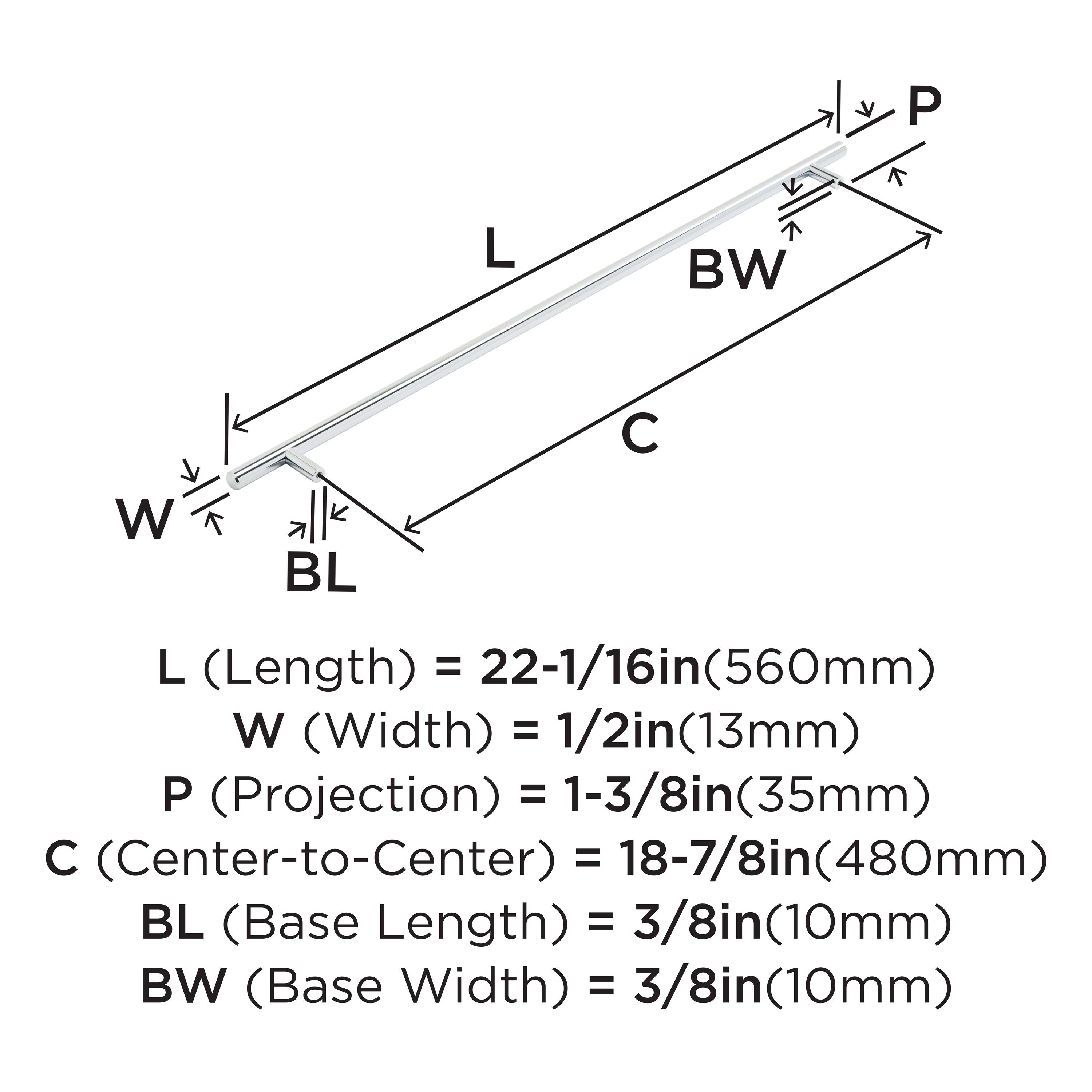 22-Inch Polished Chrome Modern Bar Pull with Mounting Hardware
