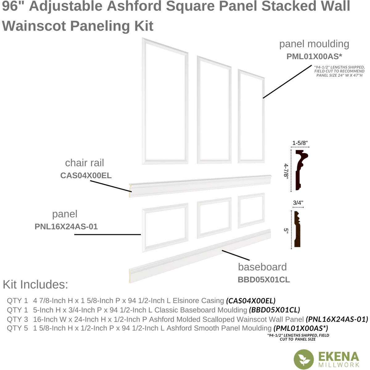 Ekena Millwork WPKUST012P096 Wall-Panels - View #2