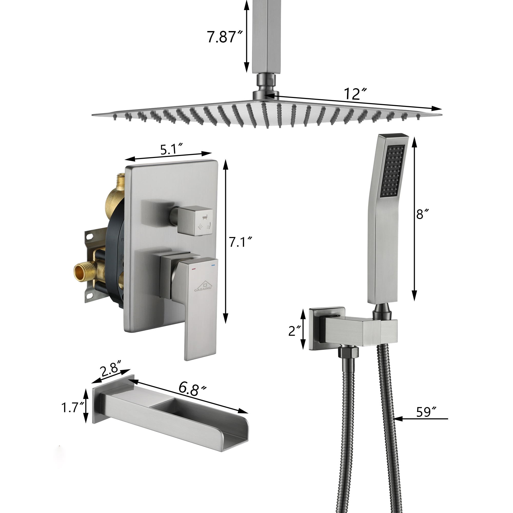 Clihome CHMS-10ORB-A3809 Showerhead-Bar-Panels - View #4