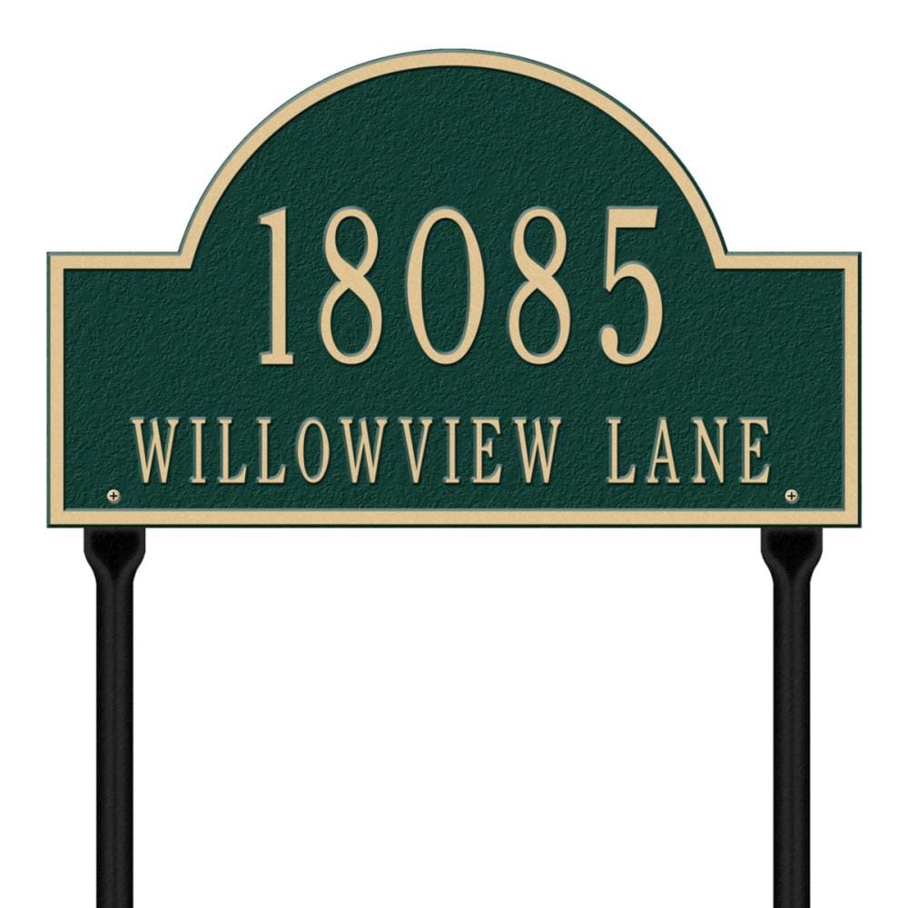 Whitehall 1106GG 9-1/4-in H x 15-3/4-in W Green/Gold Aluminum Address plaque