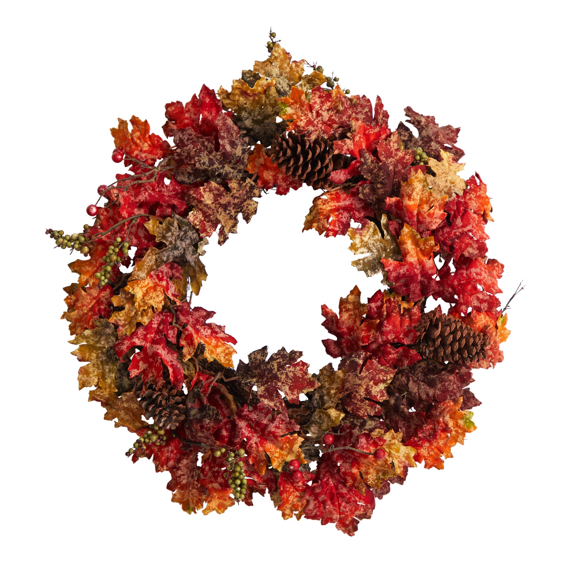 Nearly Natural 2-ft 24-in Harvest Artificial Wreath in the Fall Wreaths u0026  Garland department at Lowes.com
