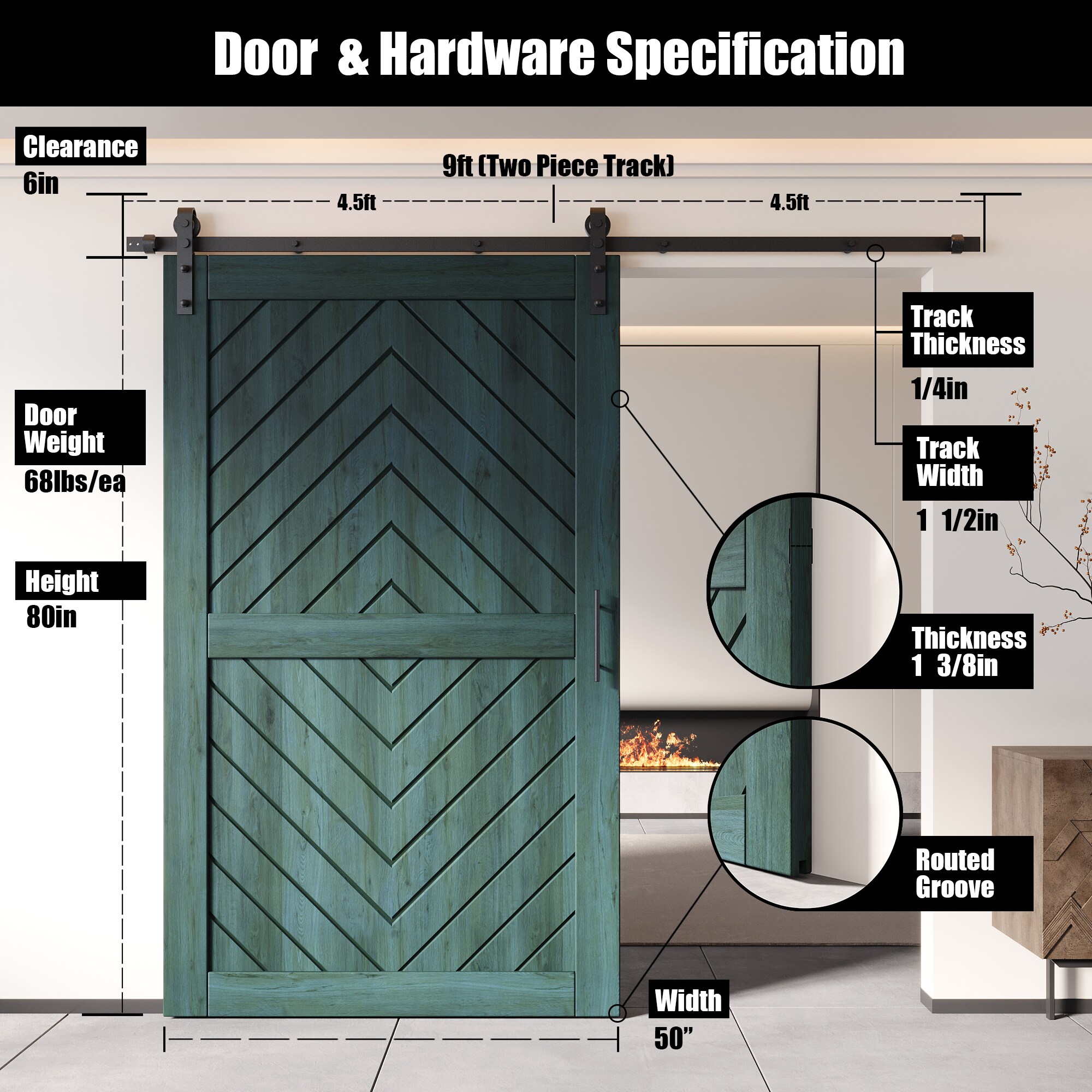 HOMACER YT1H108C-JT2-5080-RP Barn-Doors - View #2