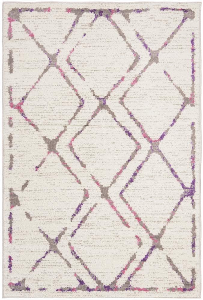 Safavieh SKY197F-4 Skyler Tament 4 x 6 (ft) Loomed Polypropylene Ivory/Pink Rectangular Indoor Abstract Area rug