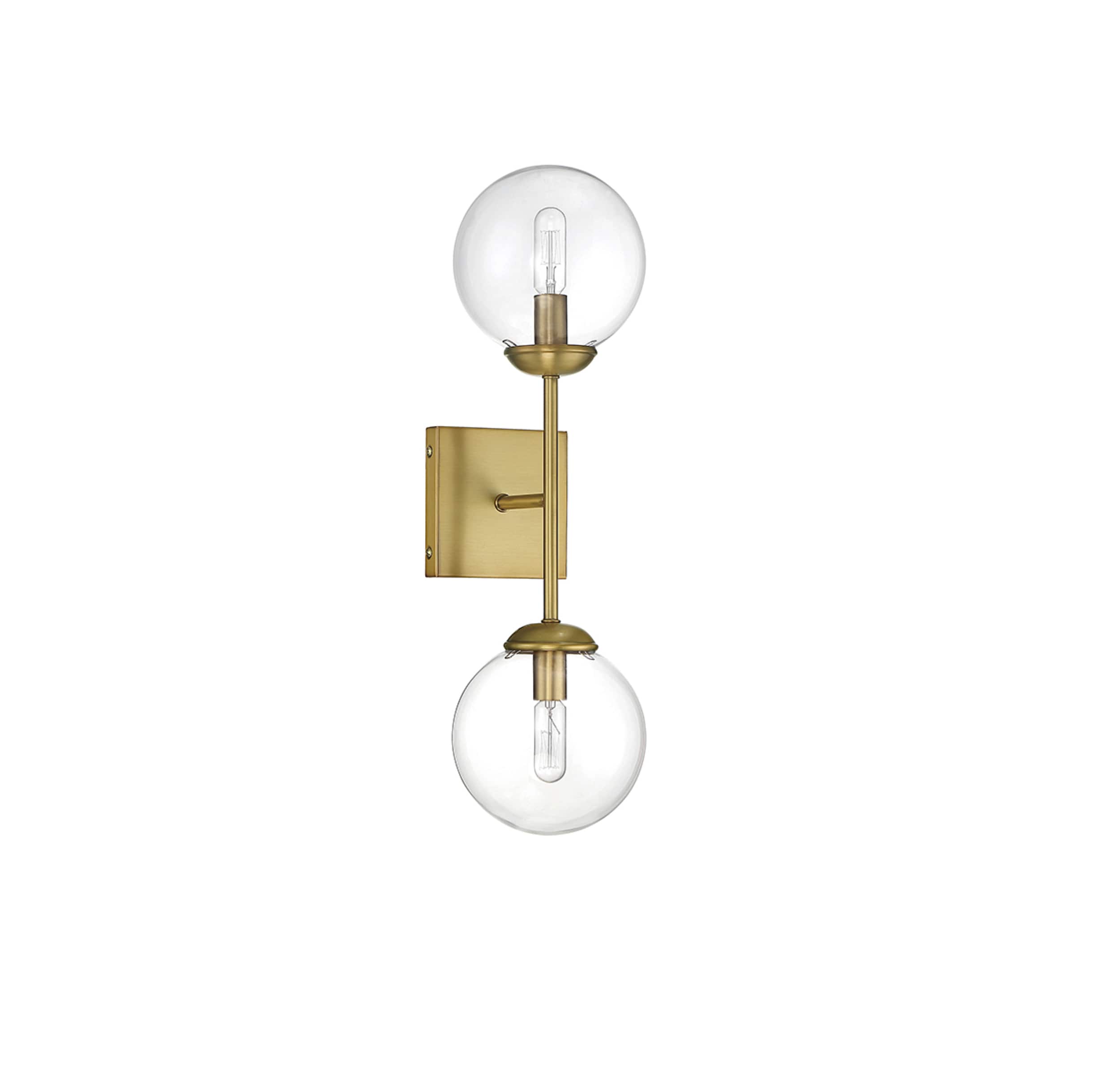 Transitional Globe-Shaded Brass Wall Sconce, Dimmable