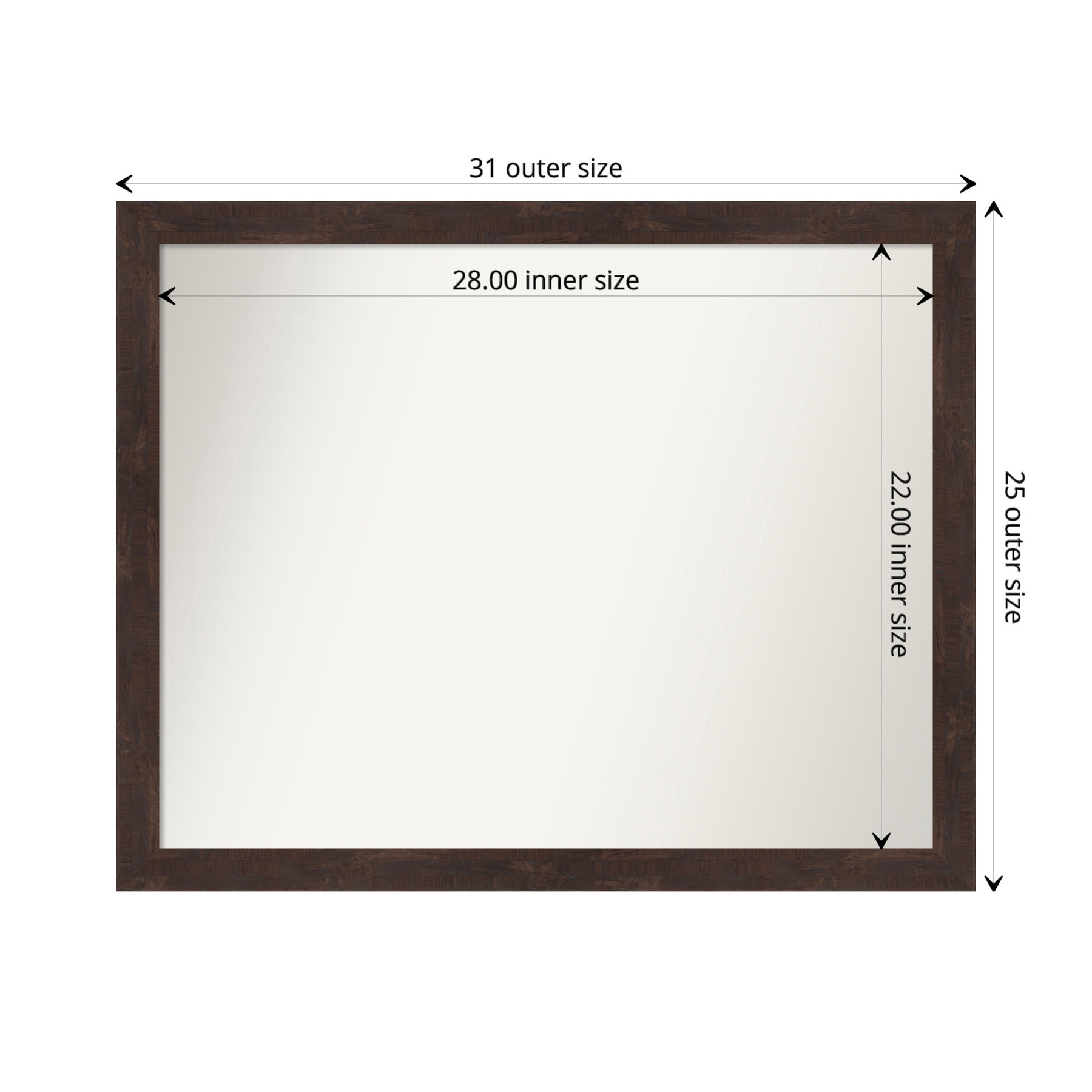 Fresco Dark Walnut Wood Rectangular Bathroom Vanity Mirror
