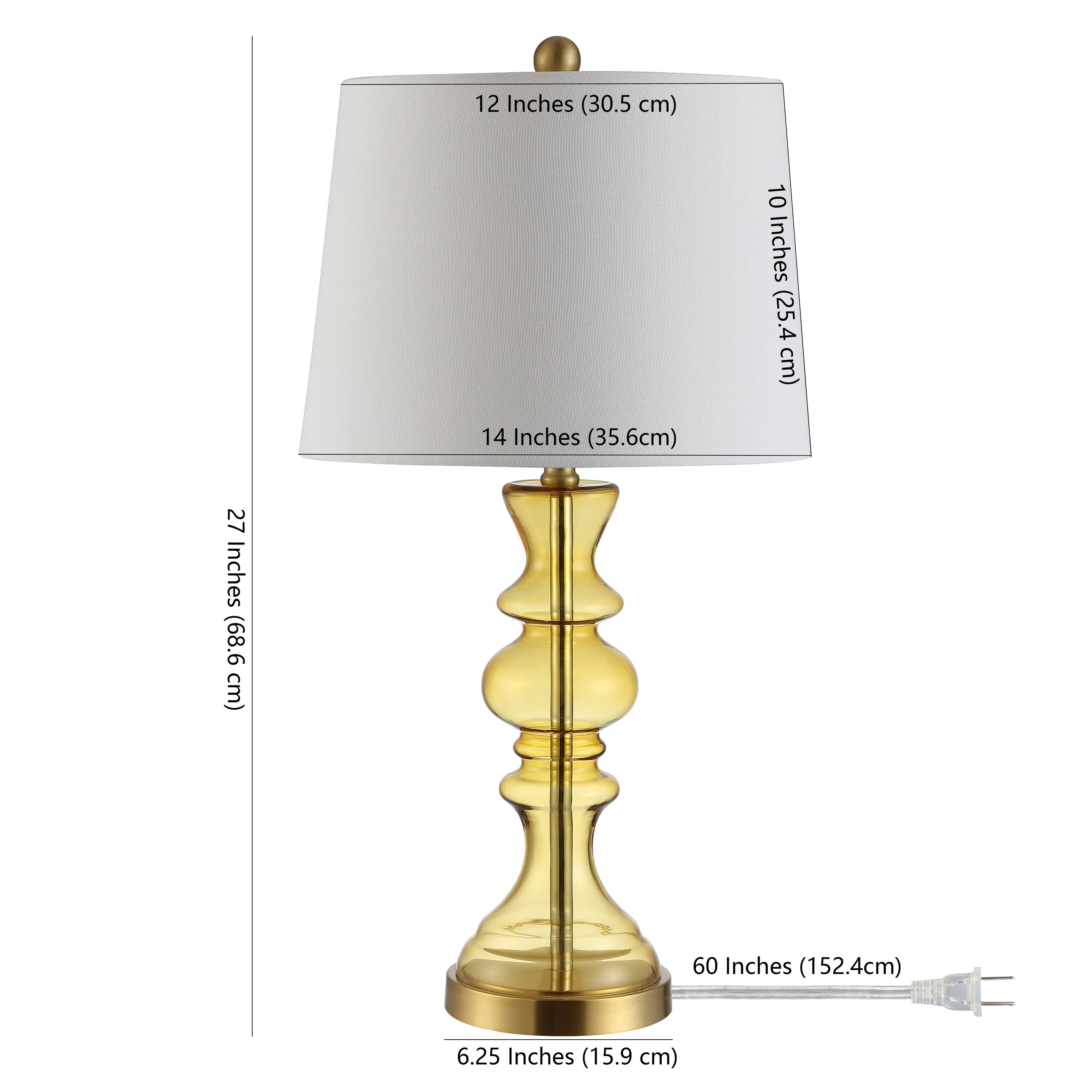White Glass Candlestick Table Lamp with Cotton Shade