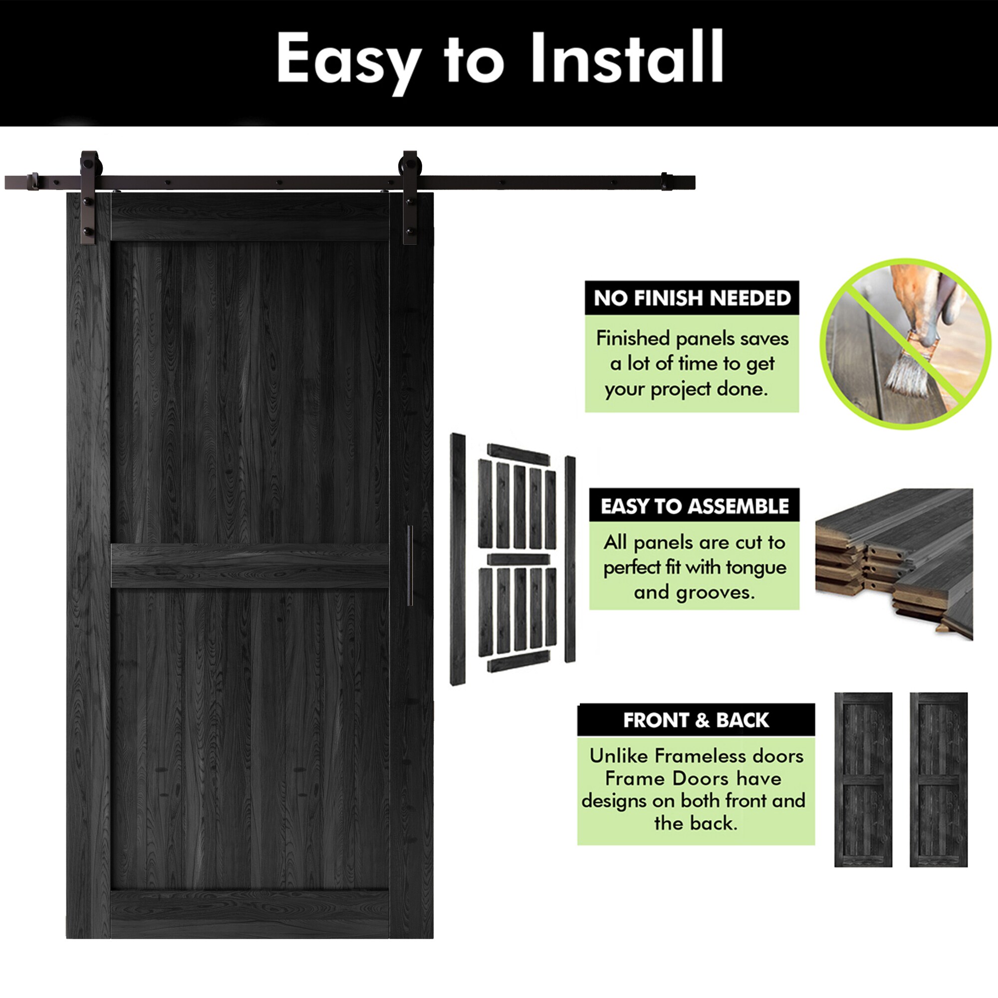 HOMACER YT2TGH216C-4896-H-BK Barn-Doors - View #3
