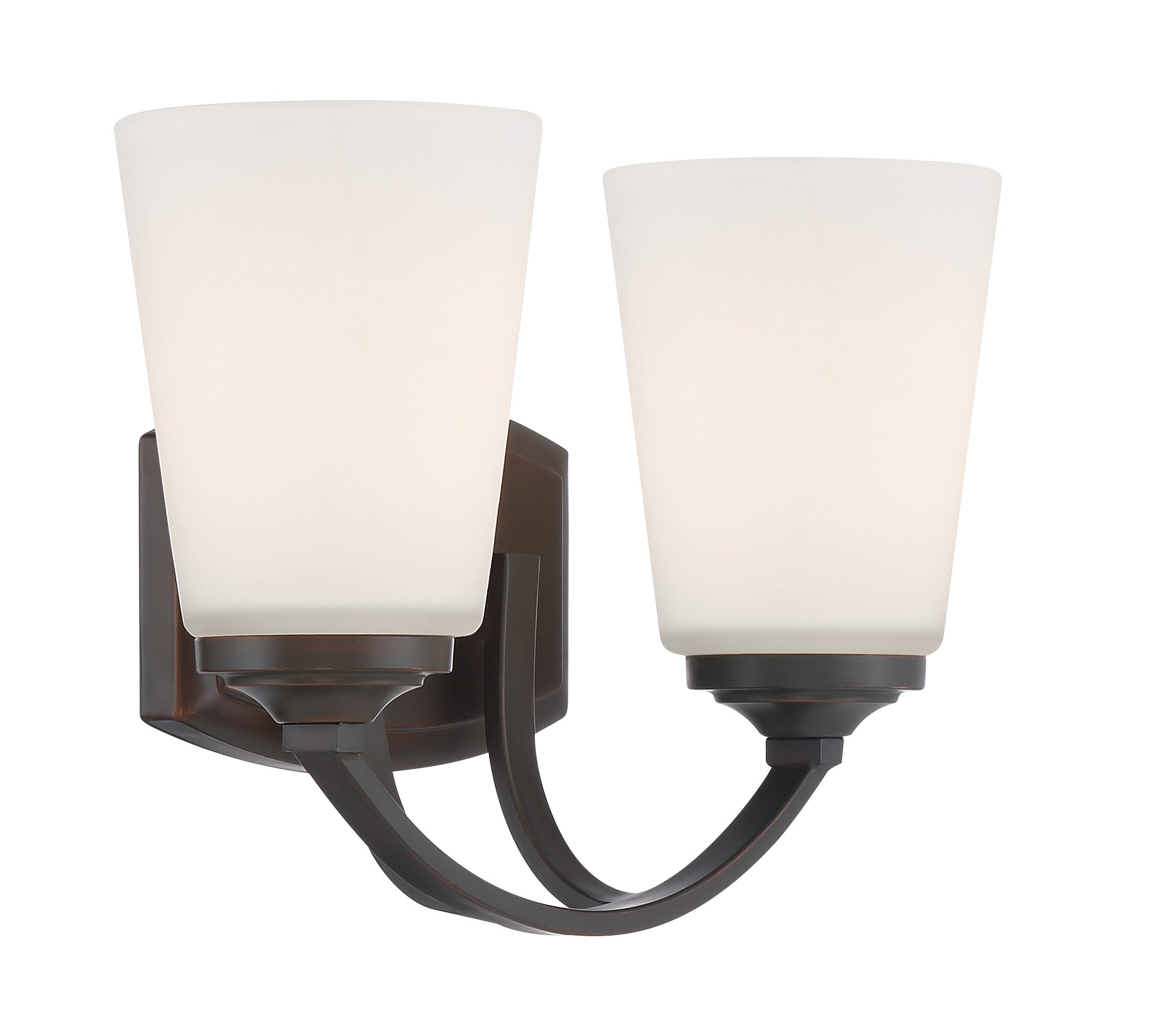 Vintage Bronze 2-Light Vanity with Etched White Glass