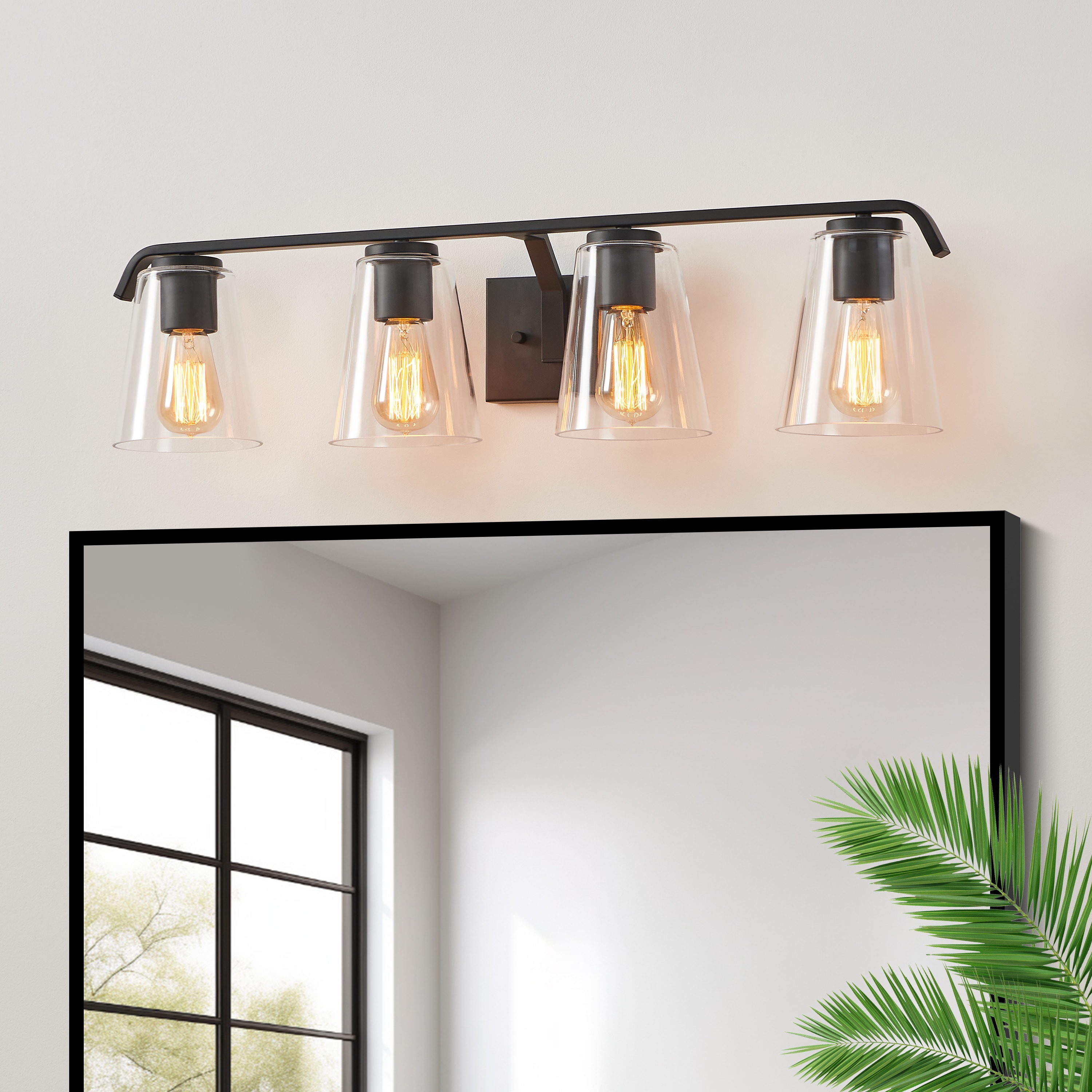 KAWOTI 21393 30-in 4 -Light Matte Black Transitional Vanity light