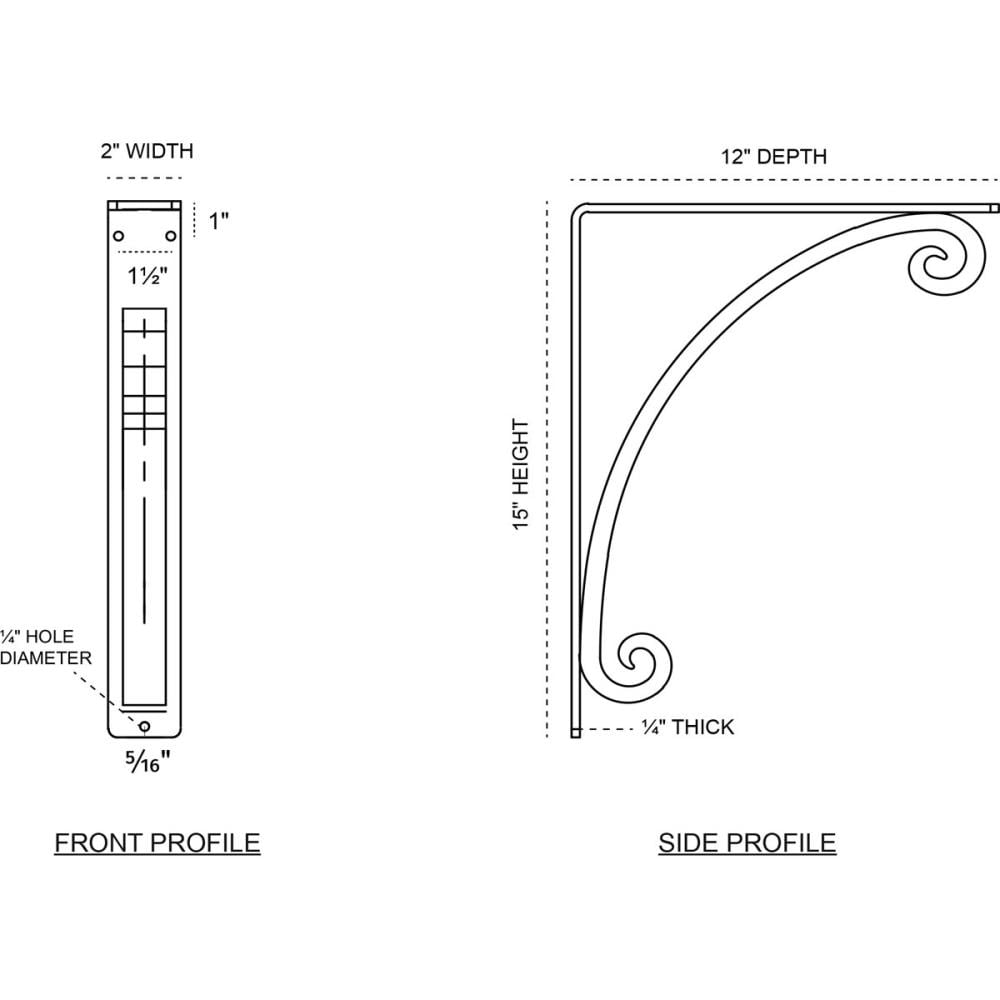 Ekena Millwork Legacy 12-in x 2-in x 15-in Antique Bronze Wrought Iron Countertop Support Bracket BKTM02X12X15TLEABZ Sansujyuku sansujyuku.com