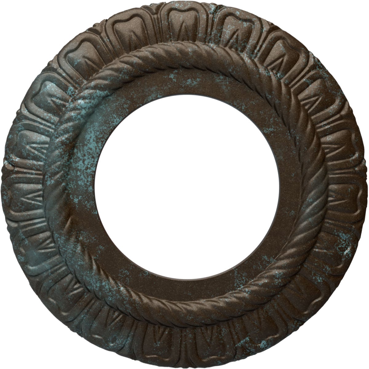Ekena Millwork CM09CLBBS Claremont 9-in W x 9-in L Painted Bronze Blue Patina Polyurethane Whole Ceiling Medallion