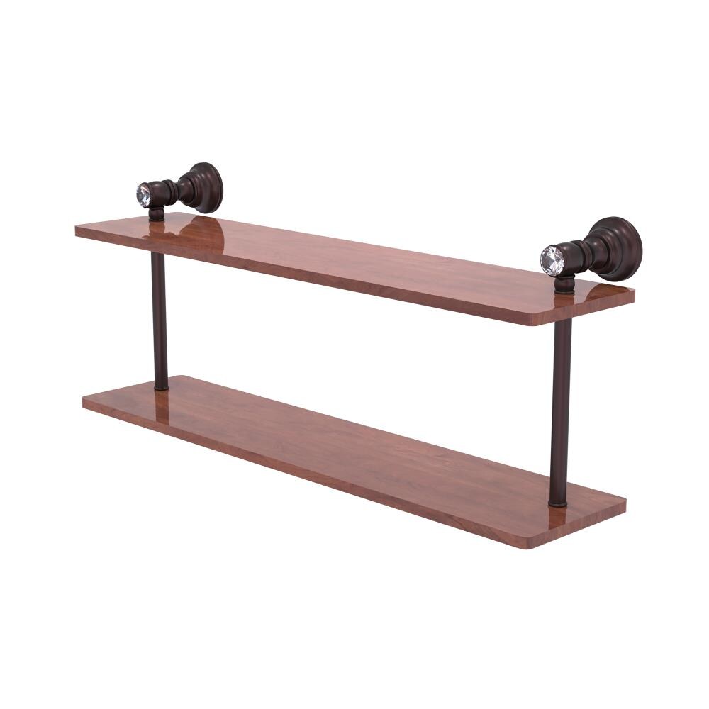 Allied Brass Carolina Crystal Antique Bronze 2-Tier Brass Wall Mount Bathroom Shelf