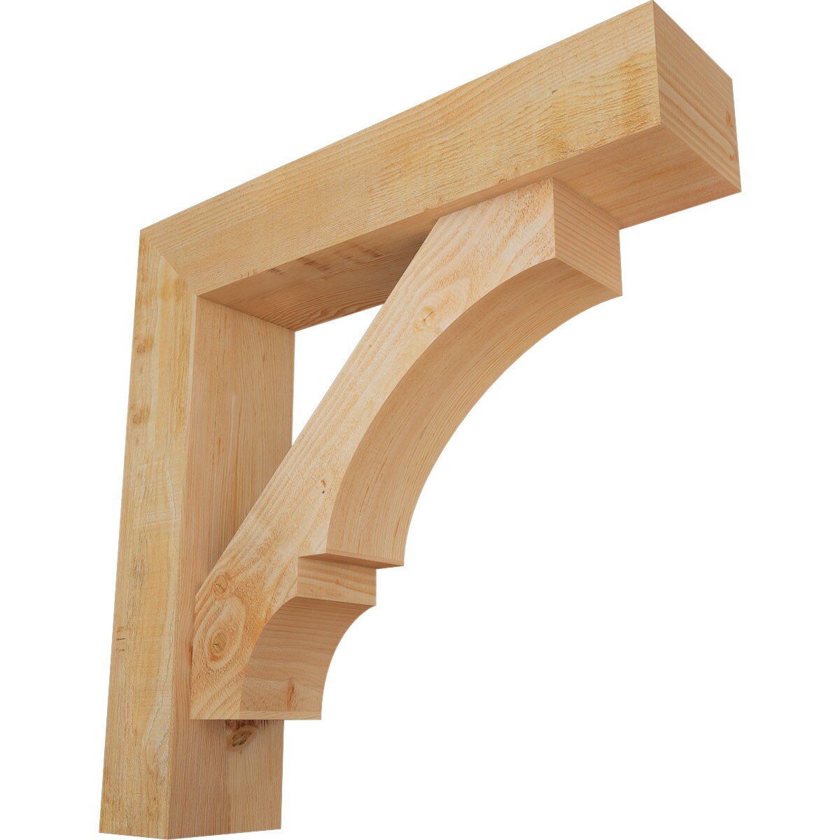 Ekena Millwork 1462096 Balboa Block Rough Sawn Bracket with Offset Brace 8-in x 36-in x 36-in Douglas fir Brown Wood Standard bracket