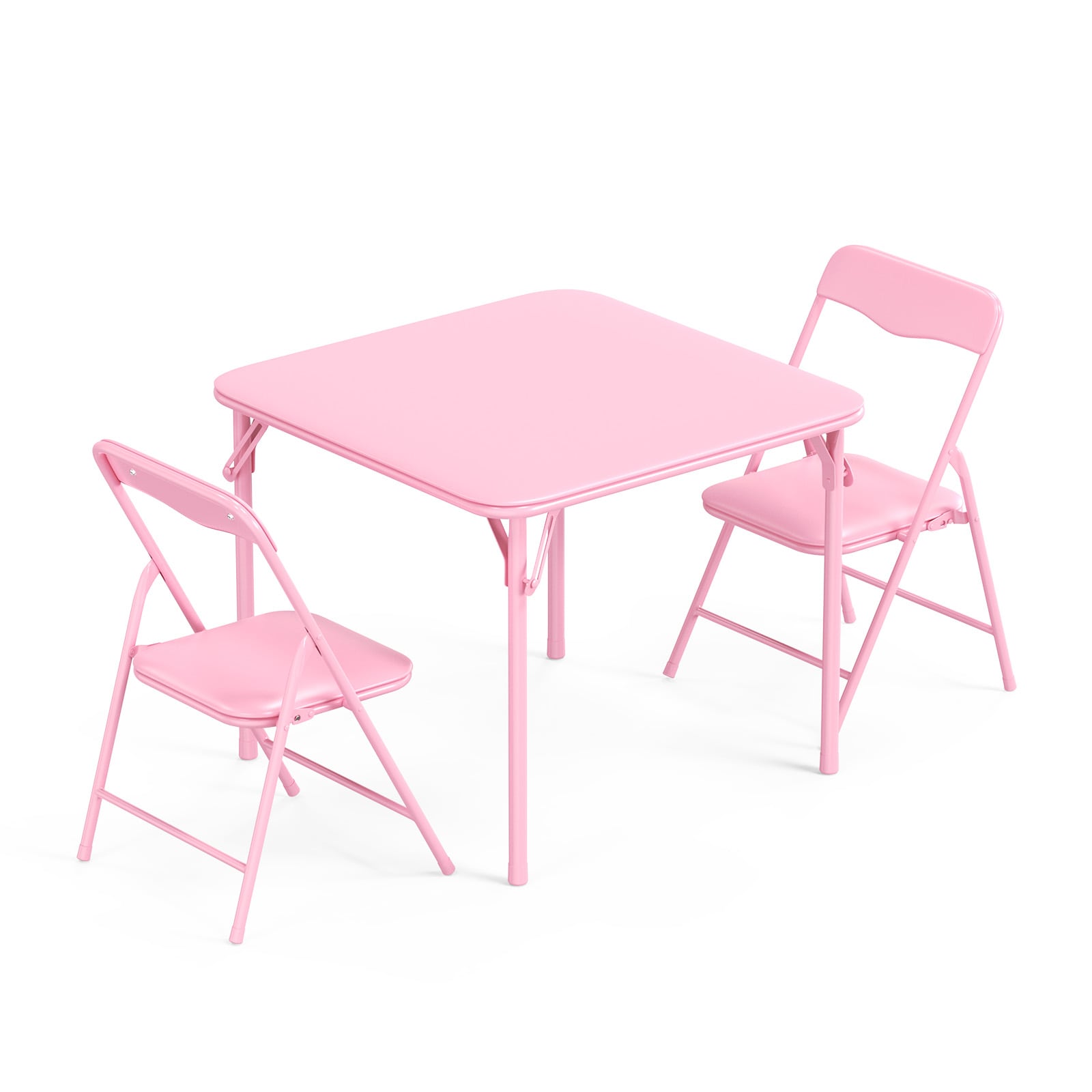 JOYMOR 3-Piece Metal Frame Kids Folding Table Chairs Set with Easy