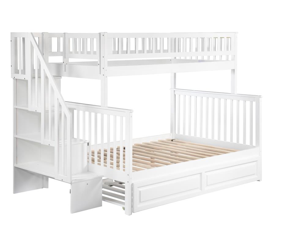Afi Furnishings Woodland Staircase Bunk, Twin Over Bunk Beds With Trundle And Stairs