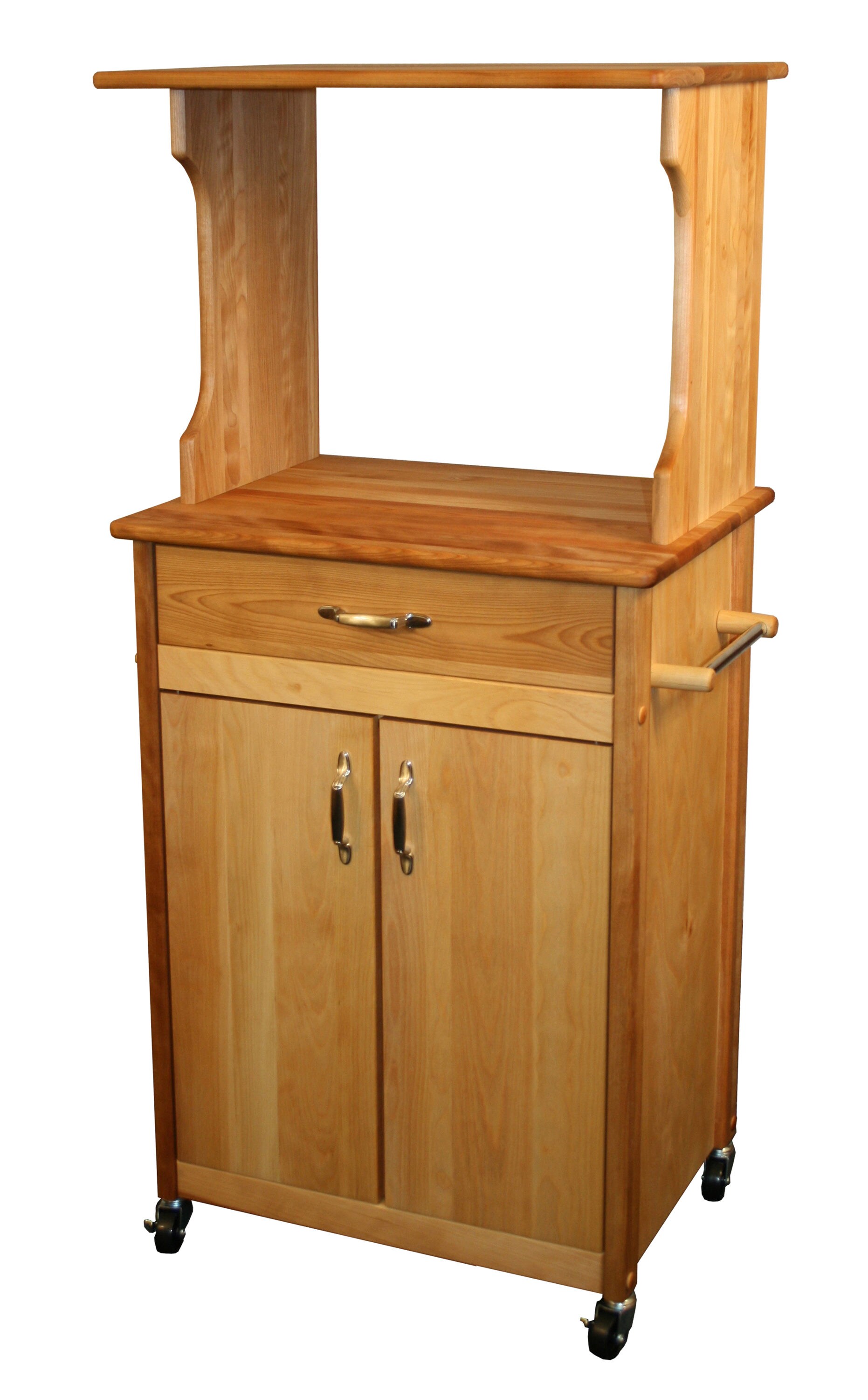 Catskill Craftsmen 51526 Brown Wood Base with Birch Butcher Block Top Rolling Kitchen Cart (17-in x 25.125-in x 53-in)