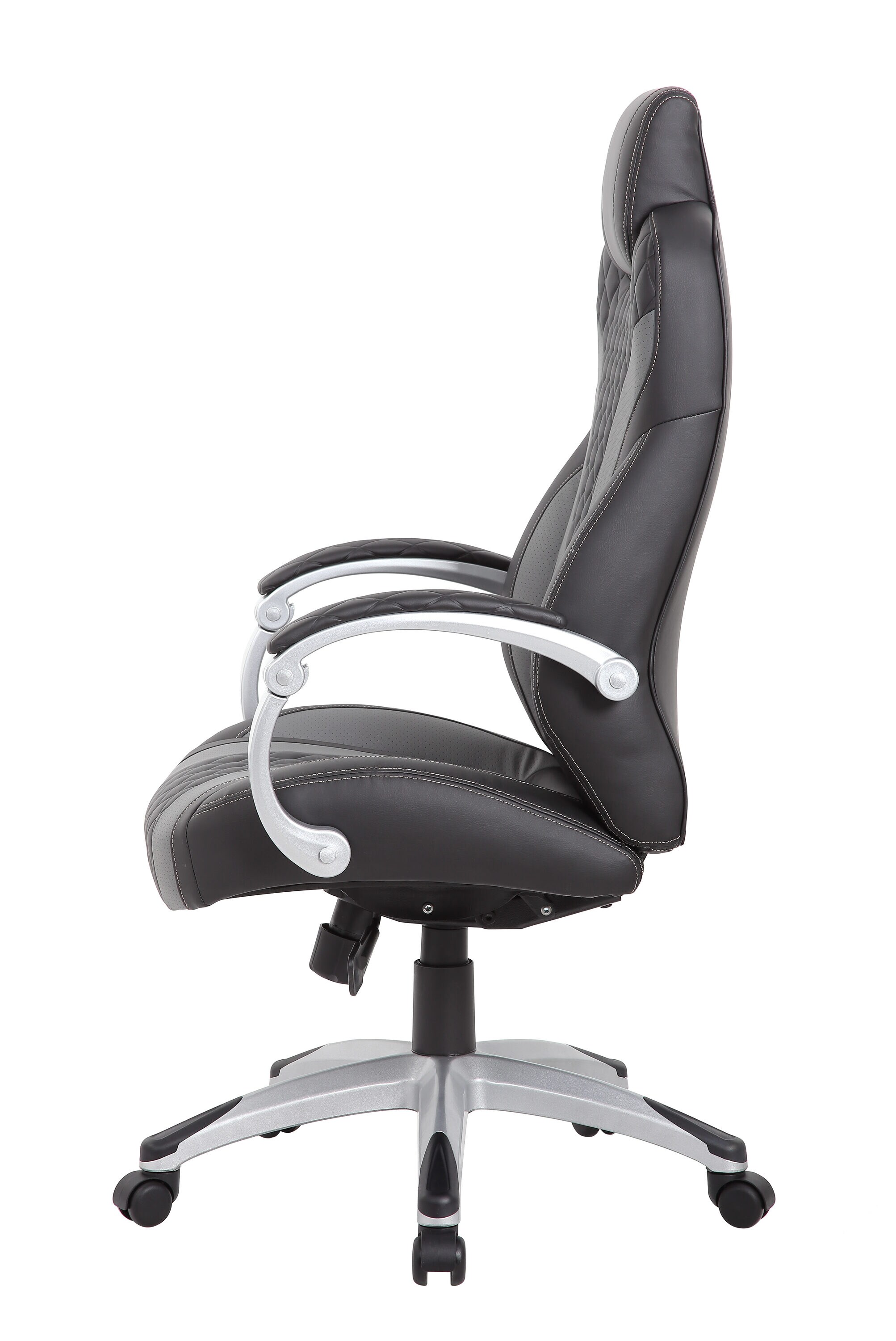 ErgoExecutive High-Back Swivel Chair in Black and Gray Leather