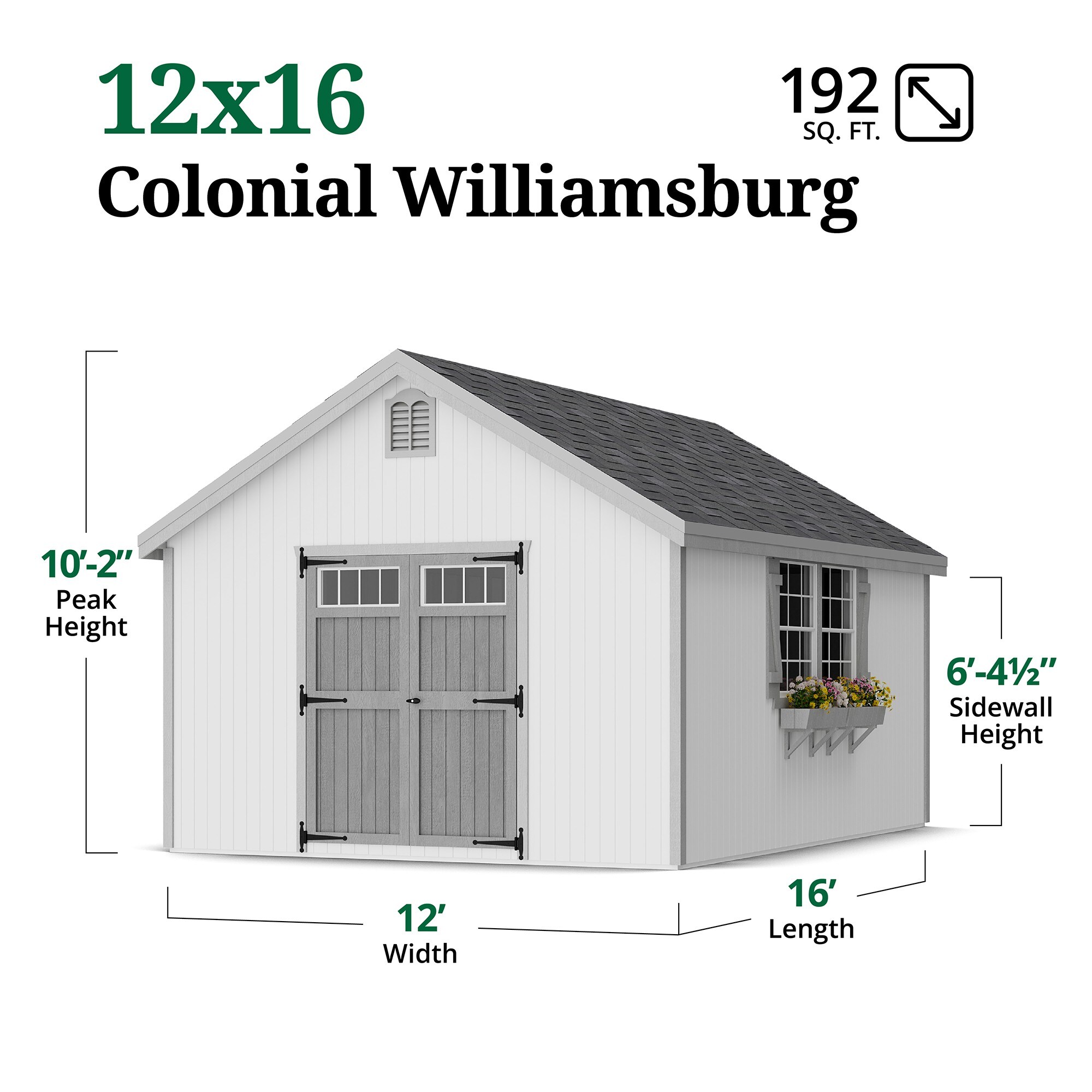 Little Cottage Co 12X16 WCGS-PC Wood-Storage-Buildings - View #3