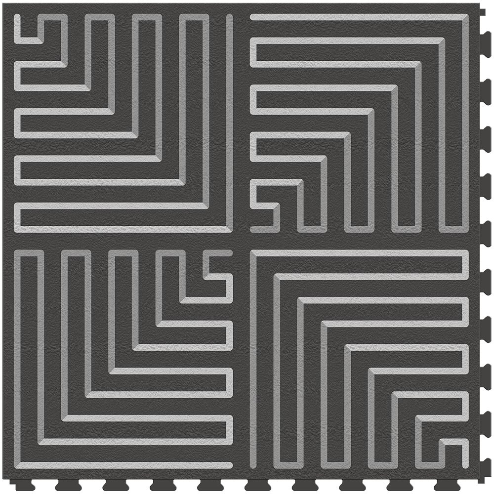 Perfection Floor Tile Black and White 0.05-mil x 20-in W x 20-in L  Interlocking Luxury Vinyl Tile Flooring (16.7-sq ft/ Carton) in the Vinyl  Tile department at