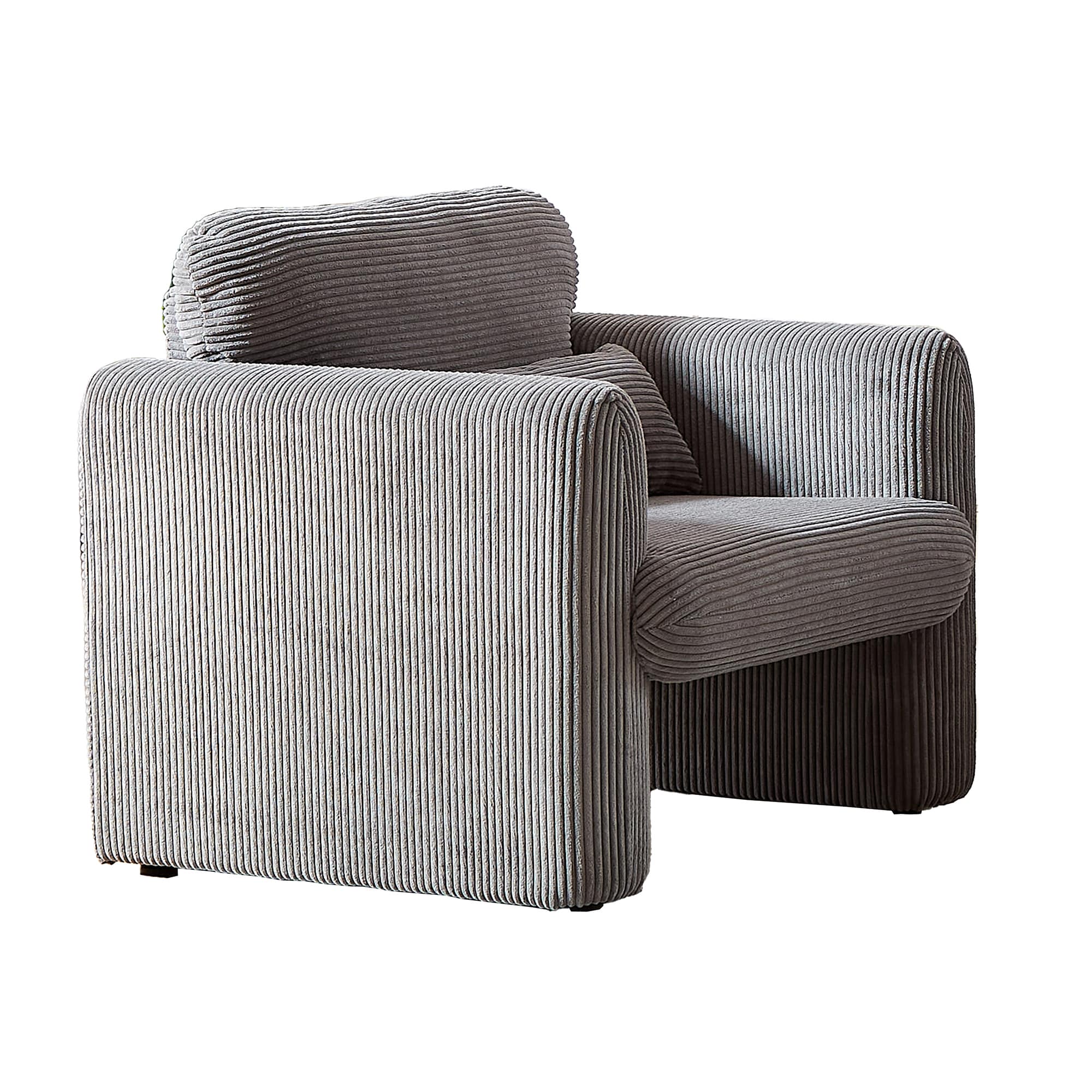 Bybafun YA6100134 Casual Gray Corduroy Accent Chair