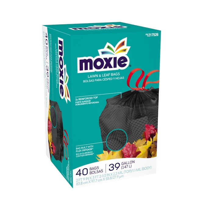 Moxie 40-Pack 39-Gallon Black Outdoor Plastic Lawn and Leaf Trash Bag