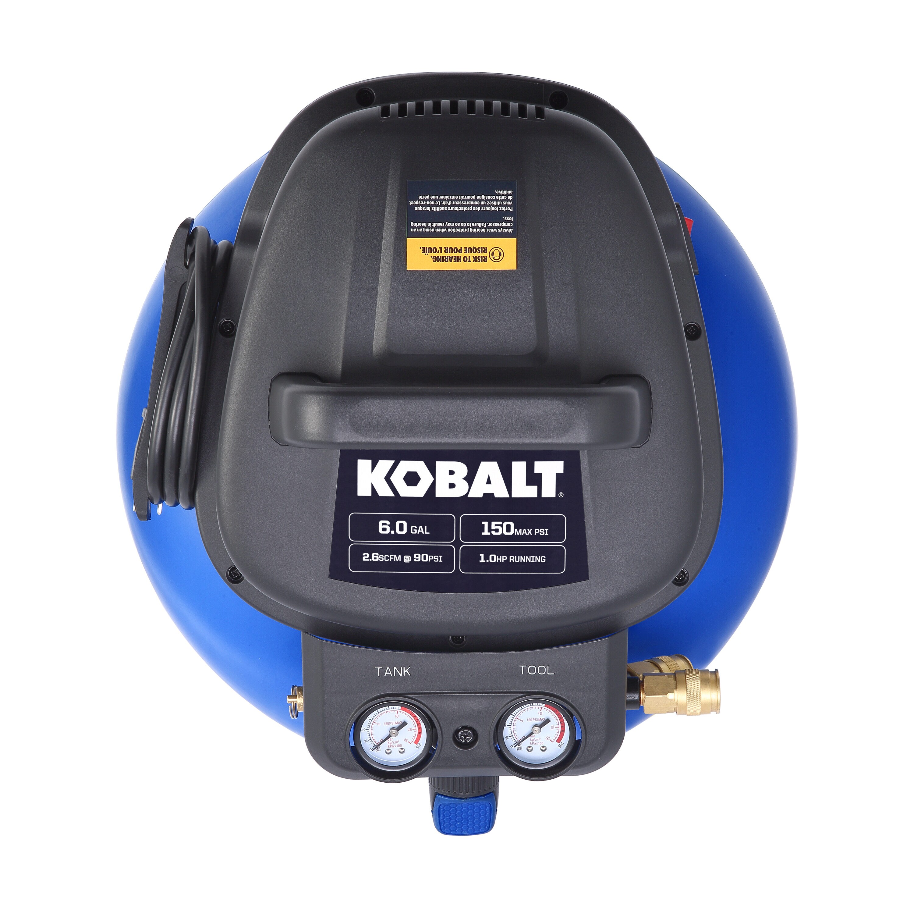 Compresseur à air Kobalt portatif électrique 1 phase réservoir plat 6 gal  0210644