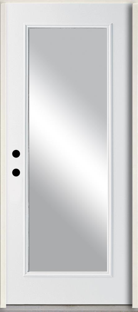RELIABILT LO889920 36-in x 80-in x Fiberglass Full lite Right-hand inswing Modern White Painted Prehung Front Door Insulating core